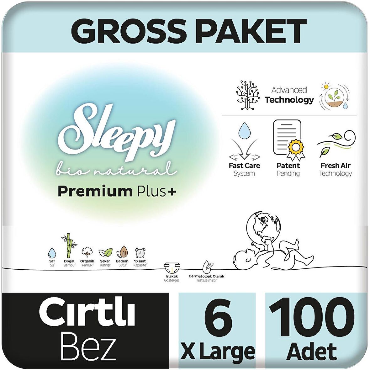 Sleepy Bio Natural Gross Paket Bebek Bezi 6 Numara Xlarge 100 Adet