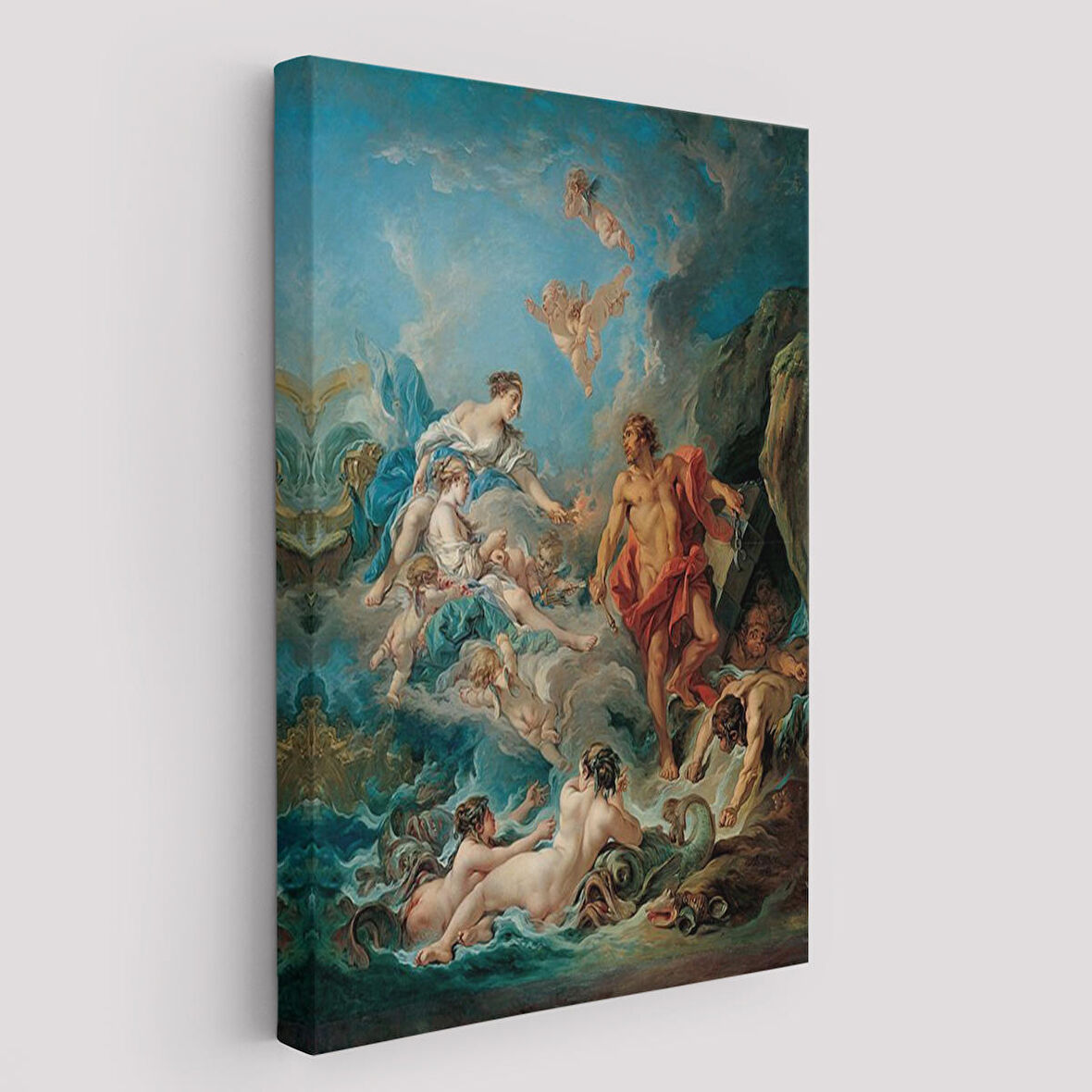 Juno, Aeolus'tan Rüzgarları Serbest Bırakmasını İstiyor, François Boucher Rönesans Tablosu-6061