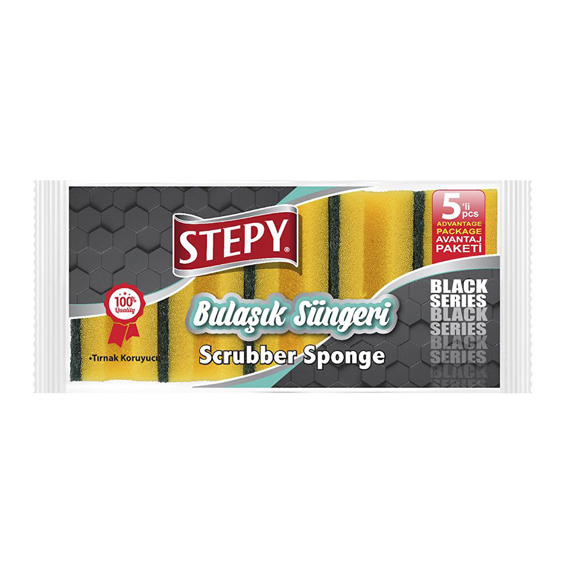 Steepy Black Oluklu Sunger 5'Li 1 Adet