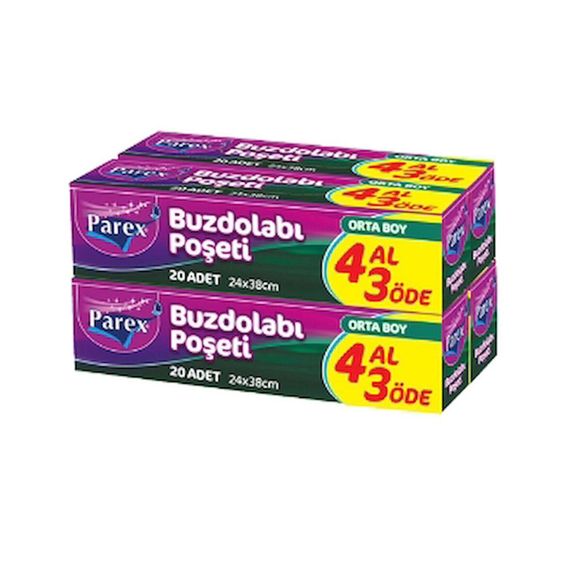 Parex Buzdolabı Poşeti 3+1 20-Lı Orta 2 Adet
