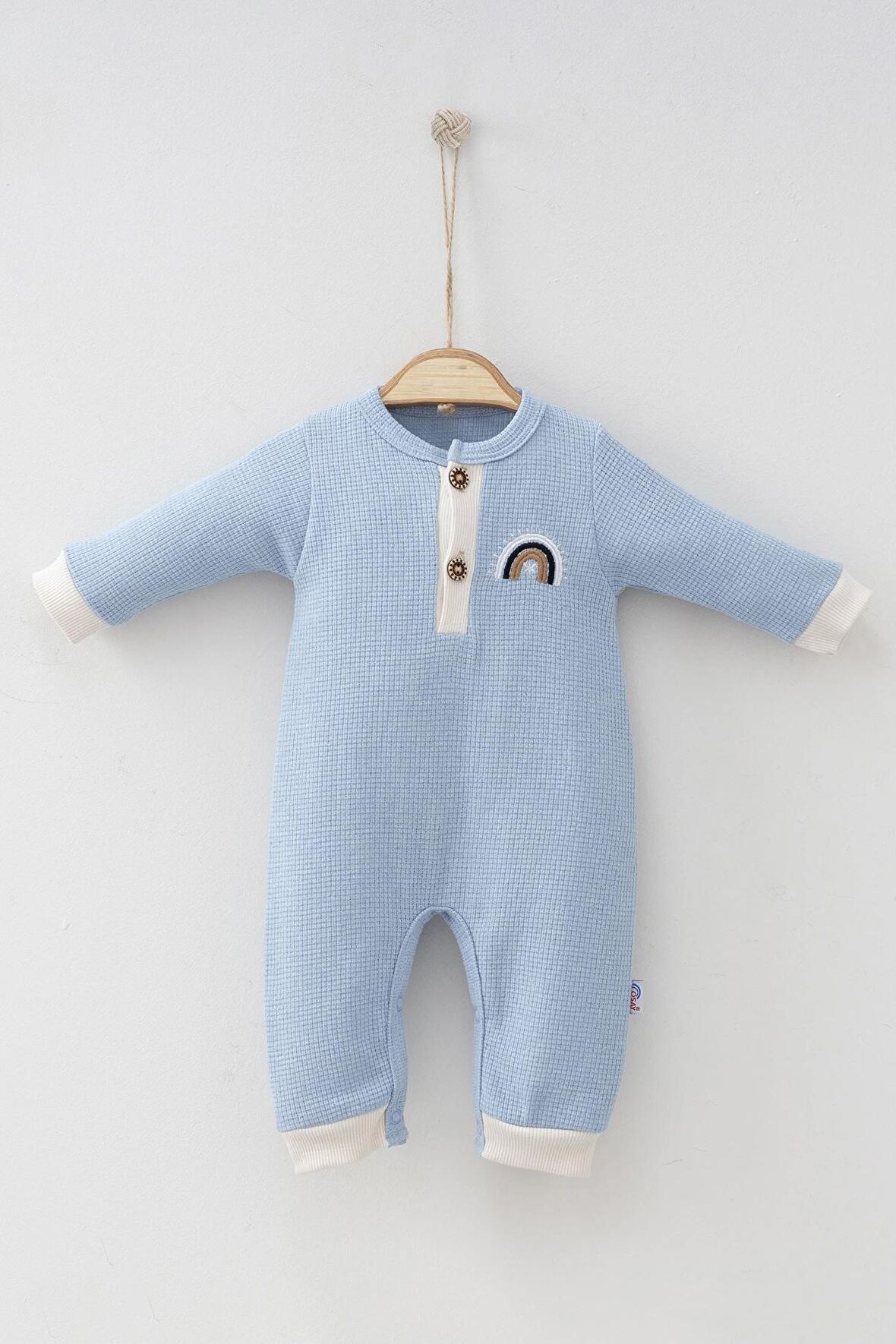 Waffle Gökkuşağı Nakışlı Erkek Bebek Tulumu Renkli Renk