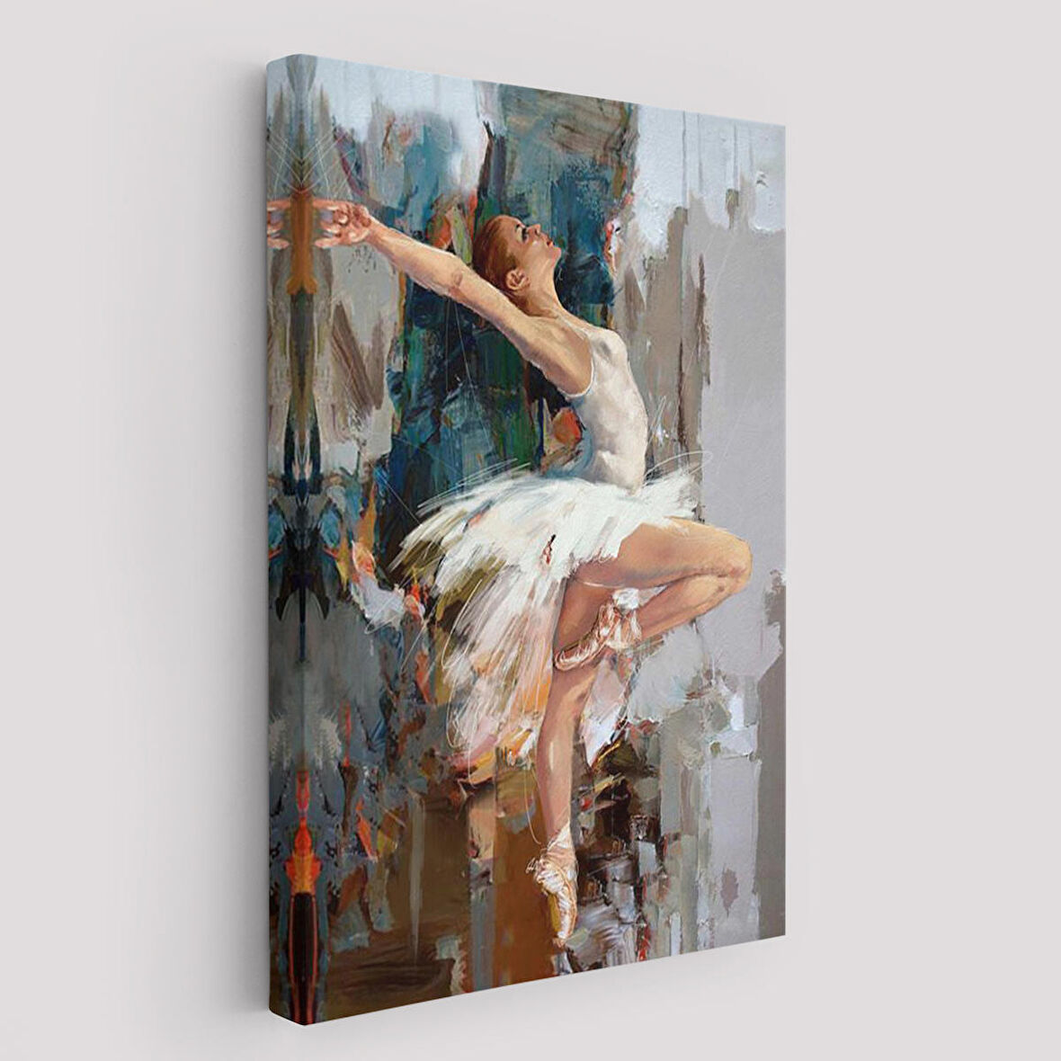 Beyaz Elbiseli Bale Yapan Güzel Kız Duvar Tablosu-6077