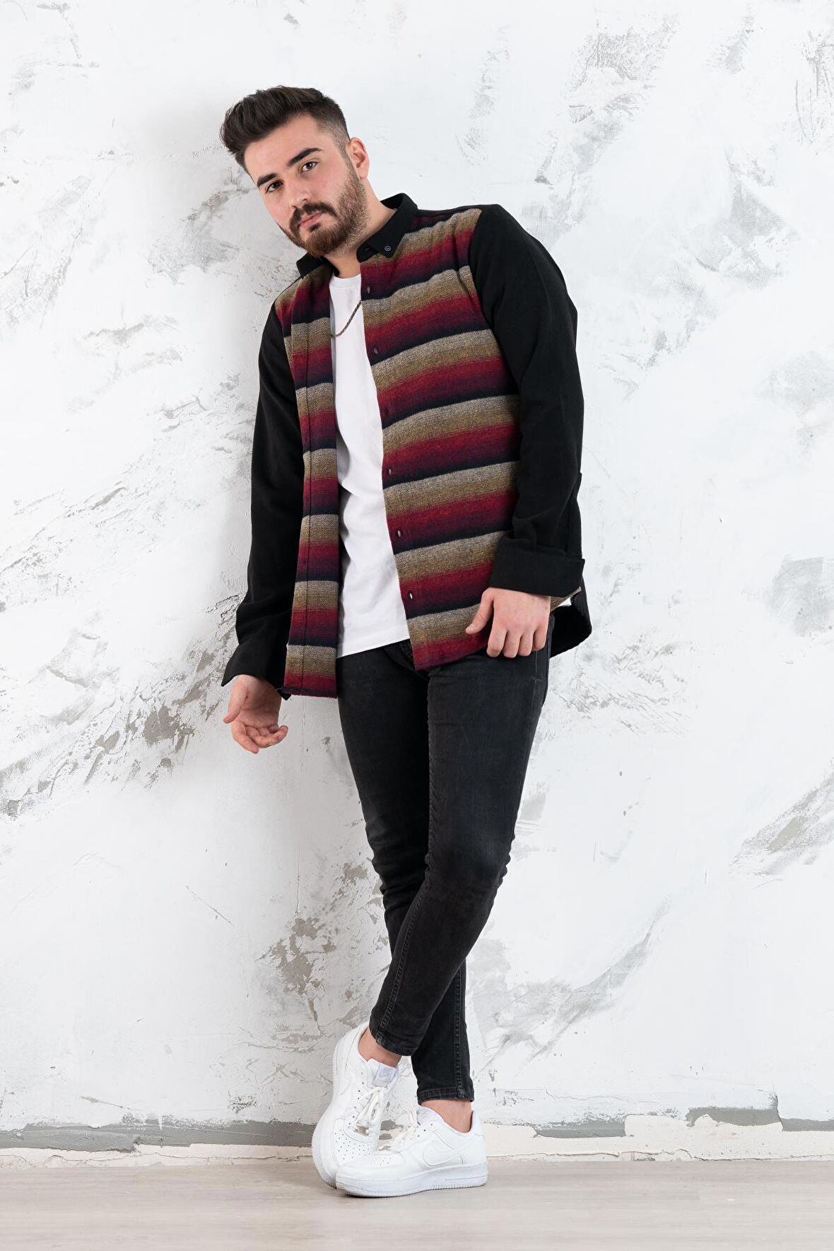 ADVANTE SLİMFİT PARÇA DESENLİ ERKEK ODUNCU GÖMLEK