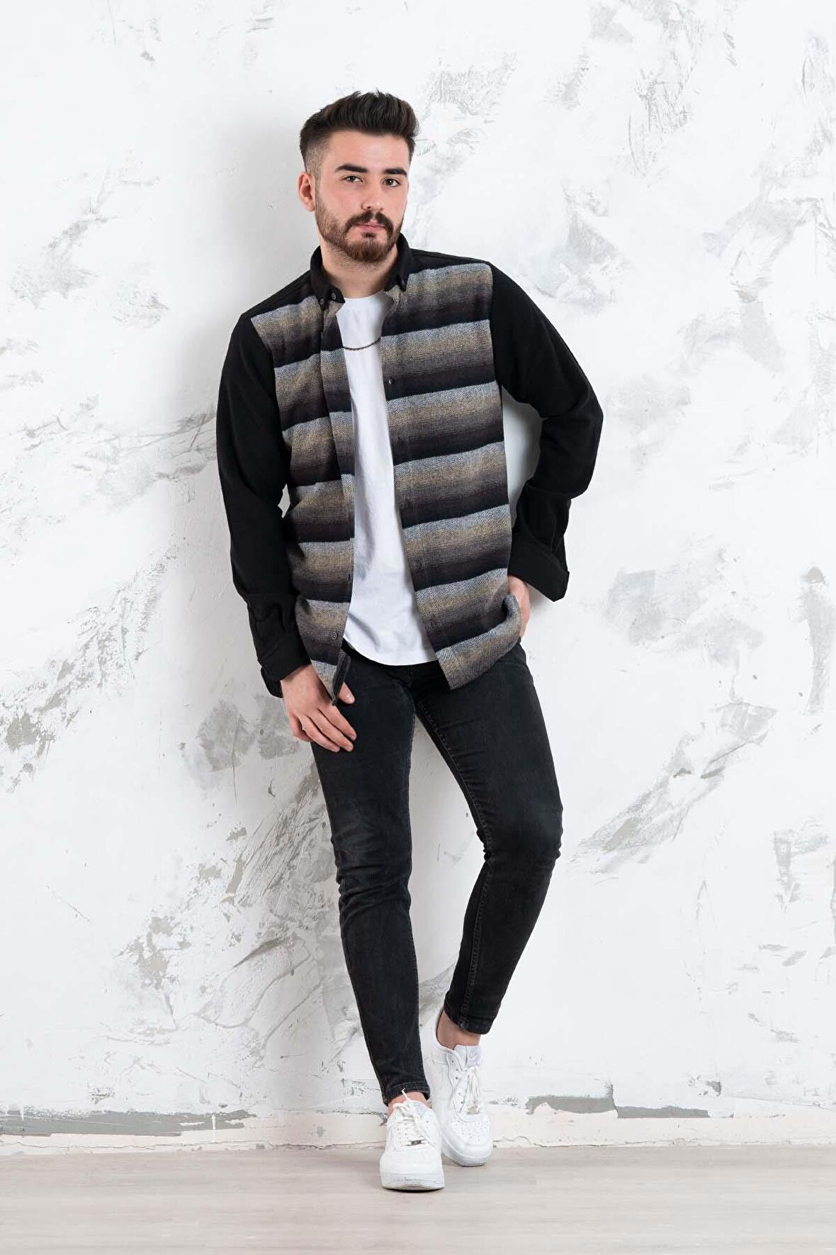 ADVANTE SLİMFİT PARÇA DESENLİ ERKEK ODUNCU GÖMLEK