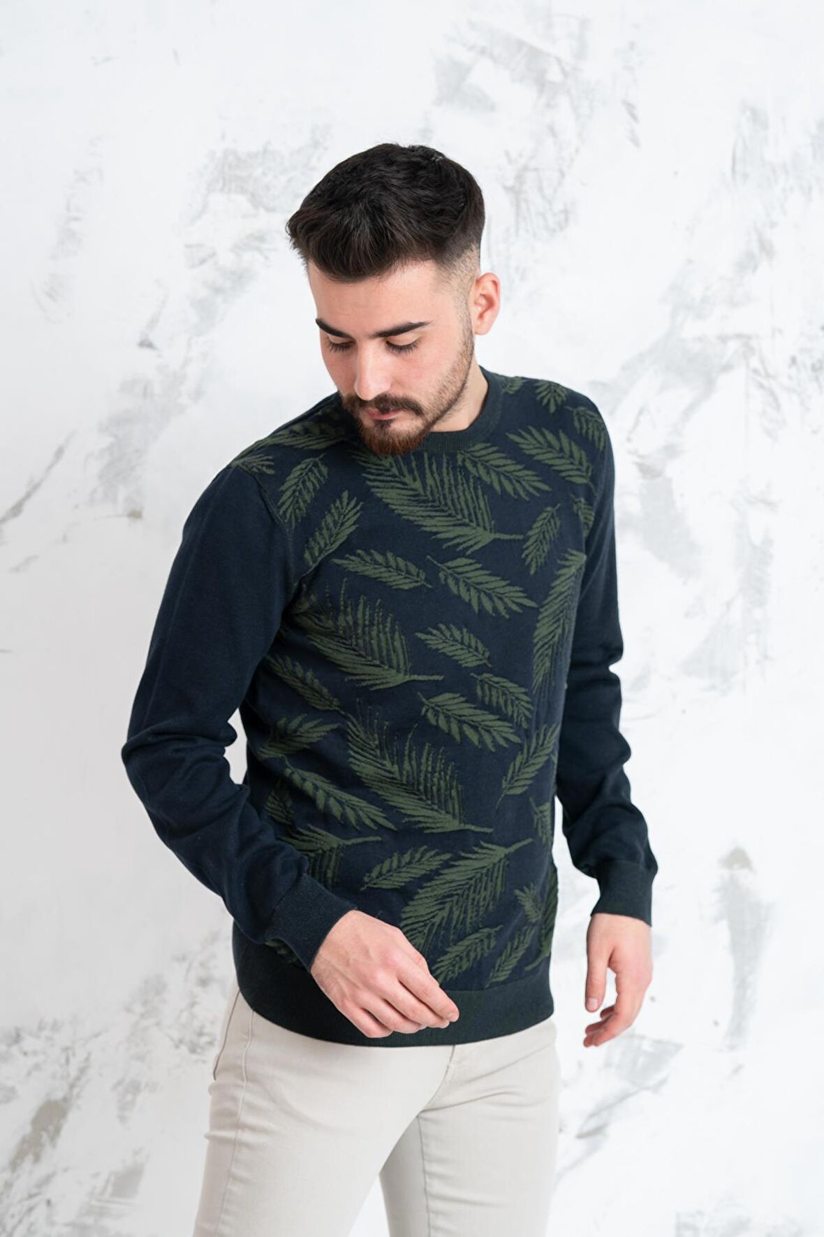 SAN&FA REGULAR FİT DESENLİ ERKEK TRİKO KAZAK