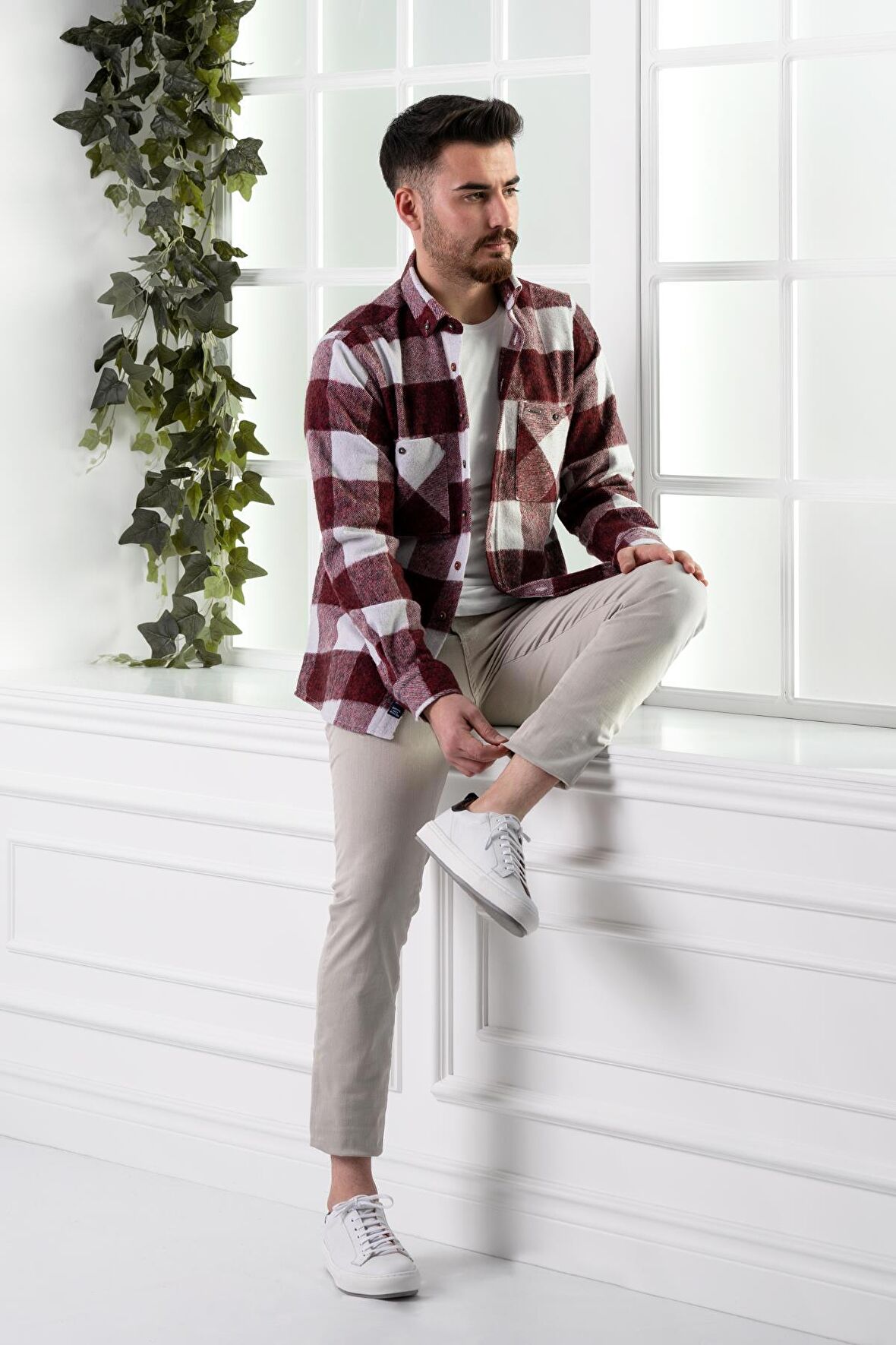 DORSS SLİMFİT ÇİFT CEPLİ EKOSELİ ERKEK ODUNCU GÖMLEK