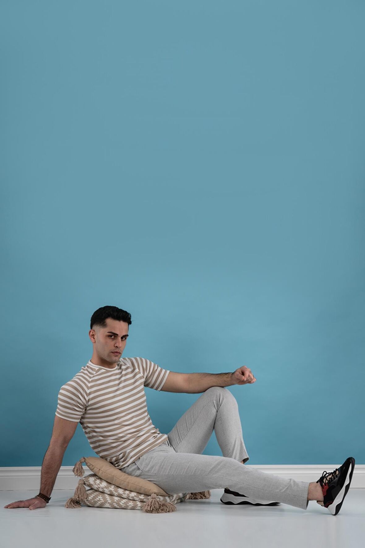 SLİMFİT ÇİZGİLİ ÖRGÜ PAMUKLU ERKEK T-SHİRT