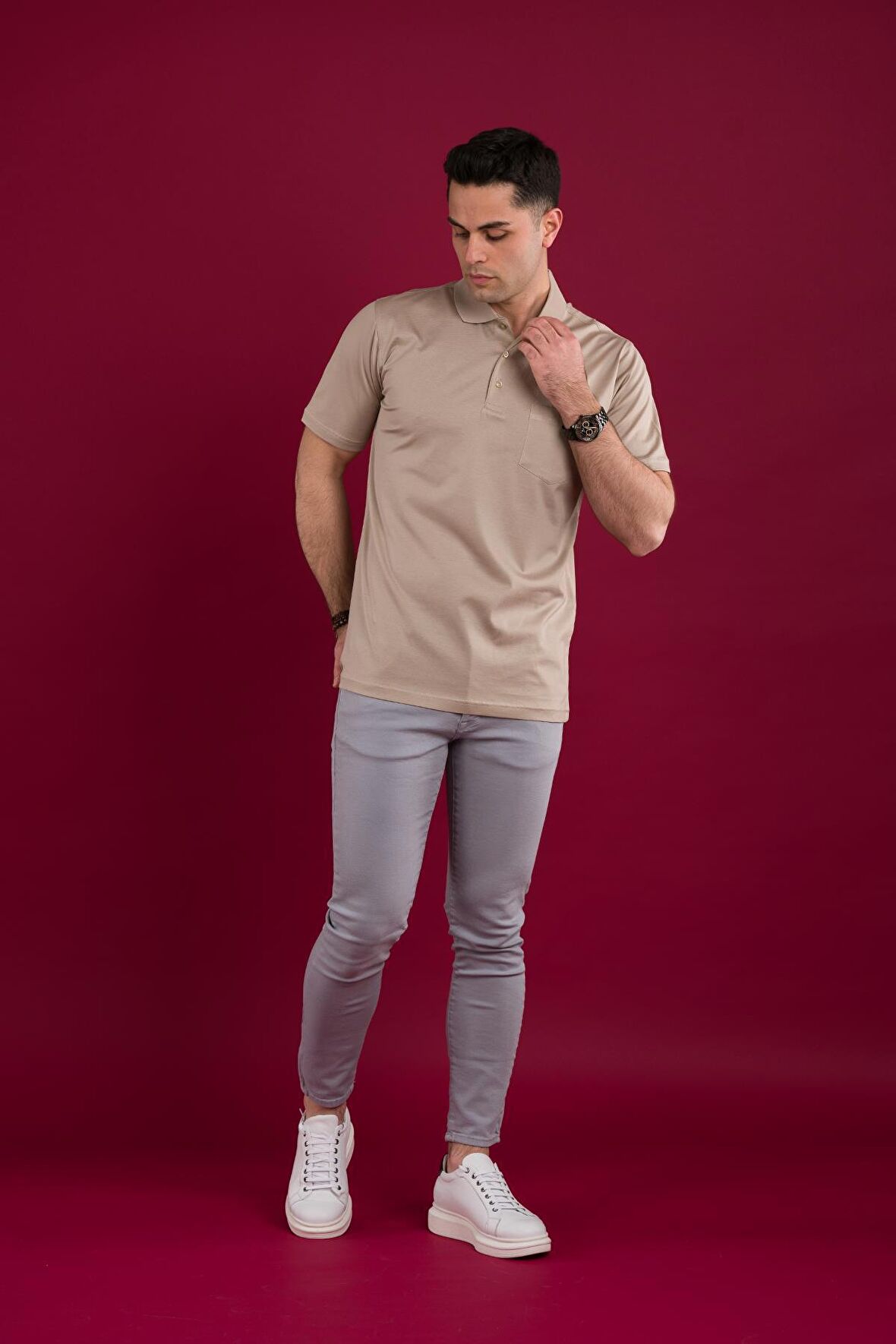 WOOLEN WORLD KLASİK KALIP POLO YAKA CEPLİ MERSERİZE ERKEK T-SHİRT