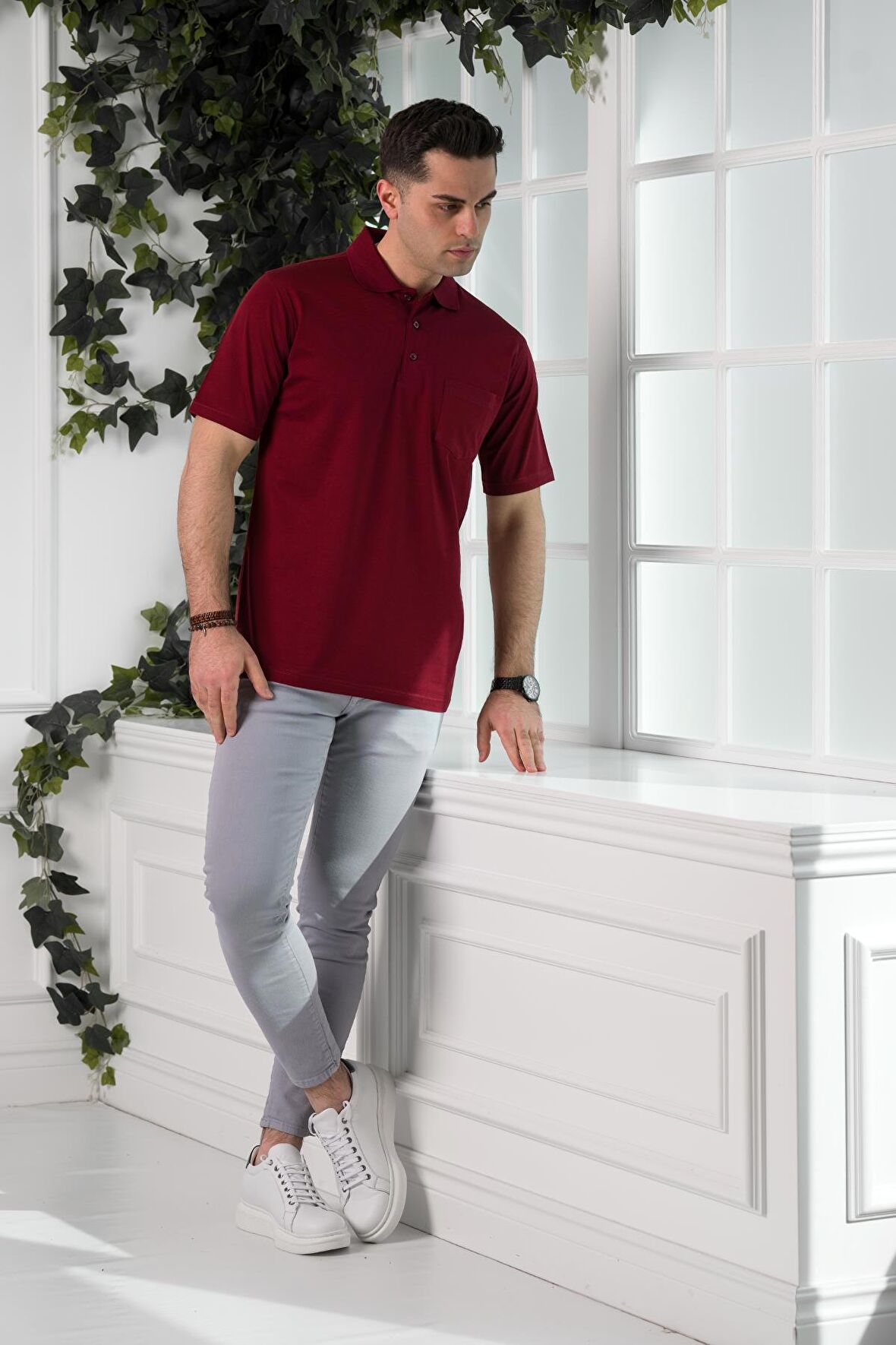 WOOLEN WORLD KLASİK KALIP POLO YAKA CEPLİ MERSERİZE ERKEK T-SHİRT