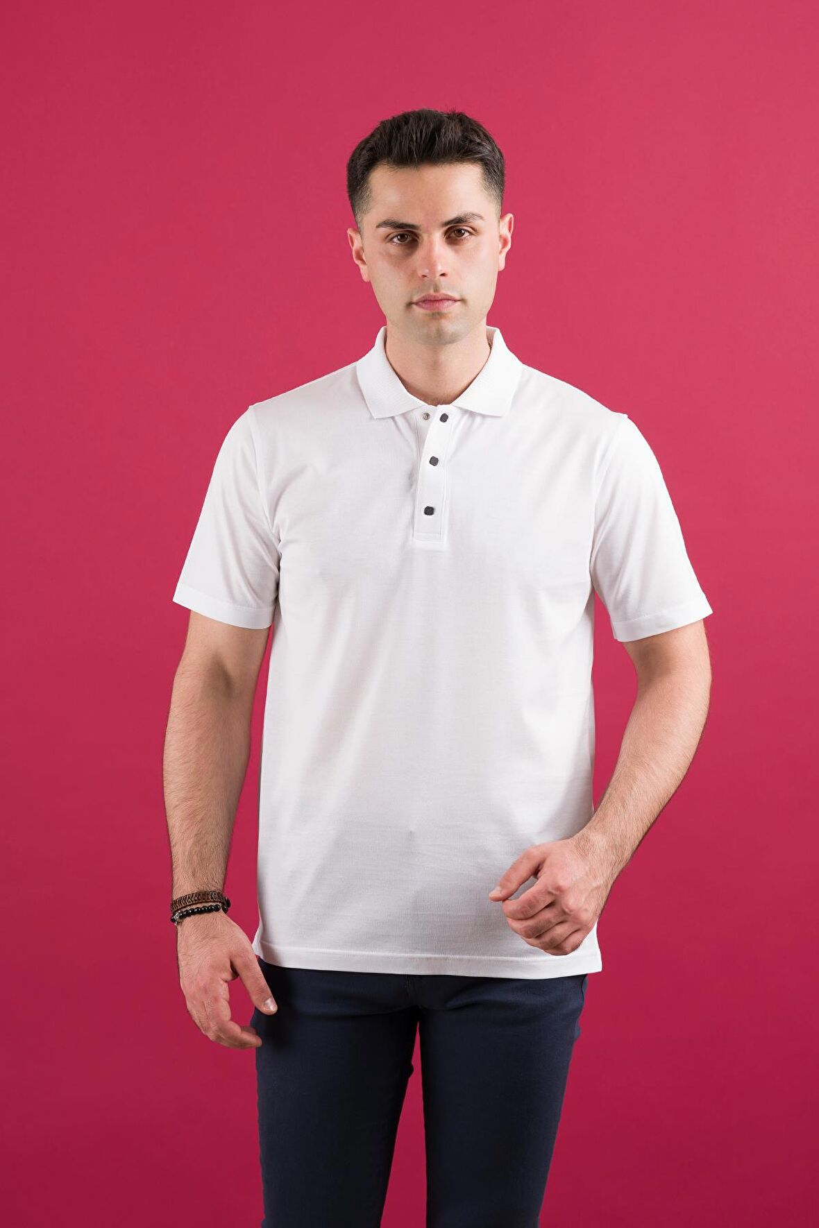 NEHİR by Faruk Ülker Polo Yaka Çıt Çıtlı Merserize Süperfine Cotton Erkek T-Shirt 