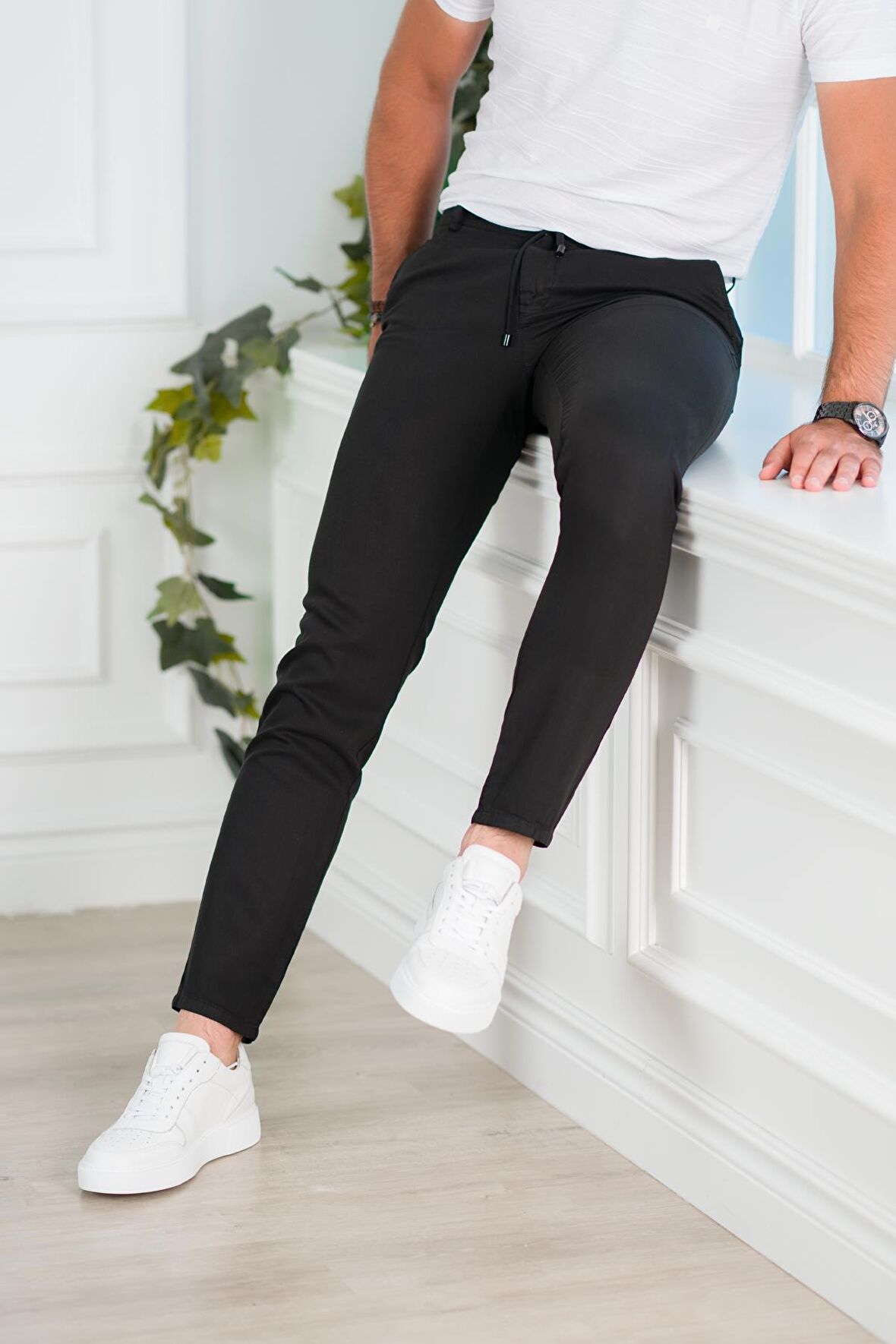 BELİ LASTİKLİ YAZLIK İNCE TENSEL KUMAŞ İPLİKLİ REGULAR FİT ERKEK JOGGER PANTOLON