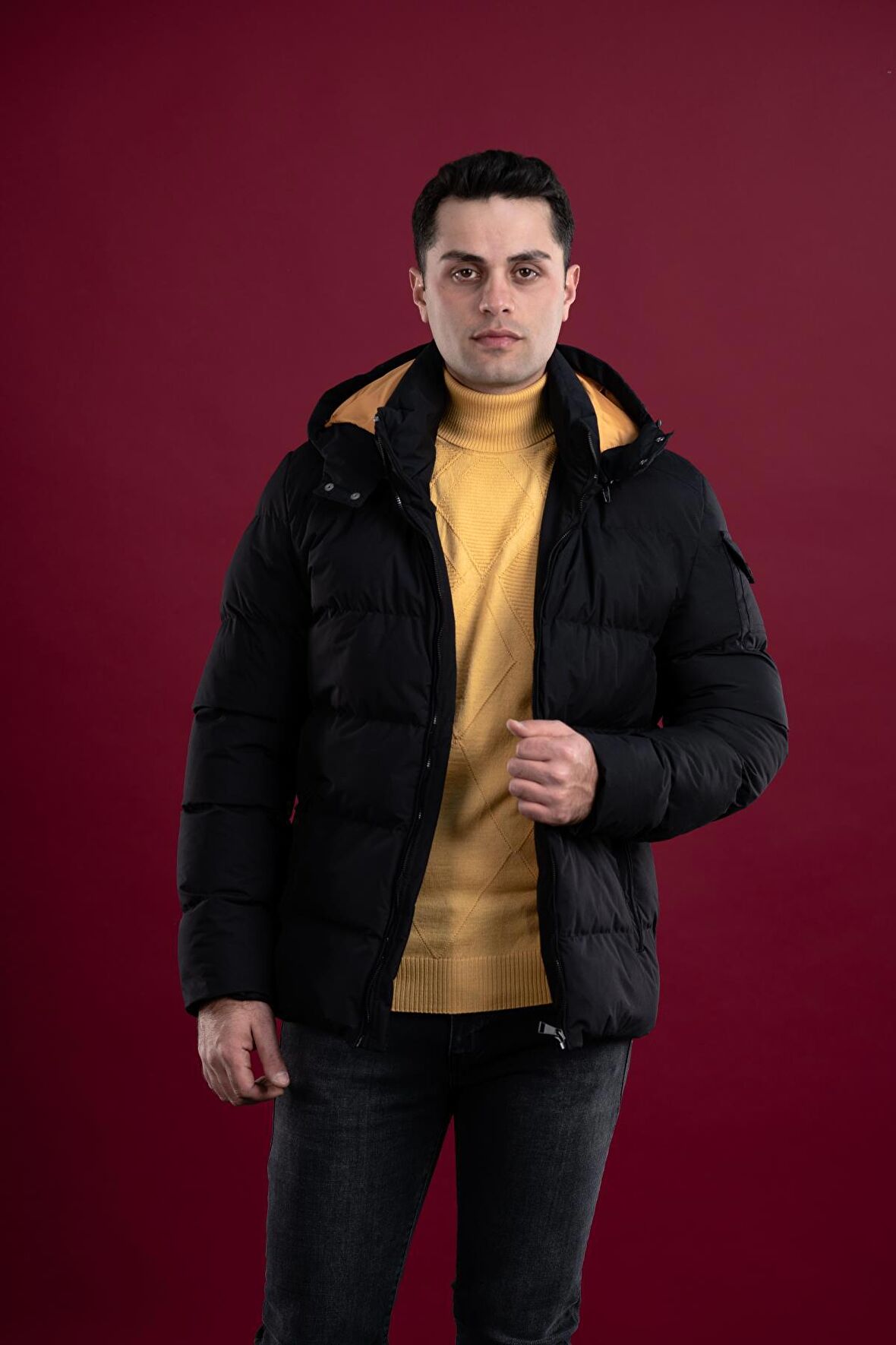 SLİMFİT KAPŞONLU ASTARLI ERKEK ŞİŞME PUFFER MONT