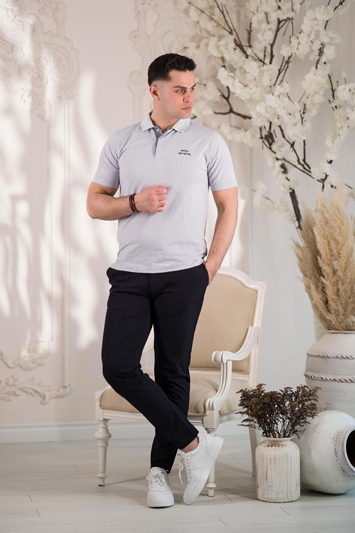 POLO YAKA DÜĞMELİ PAMUKLU YAZLIK ERKEK T-SHİRT