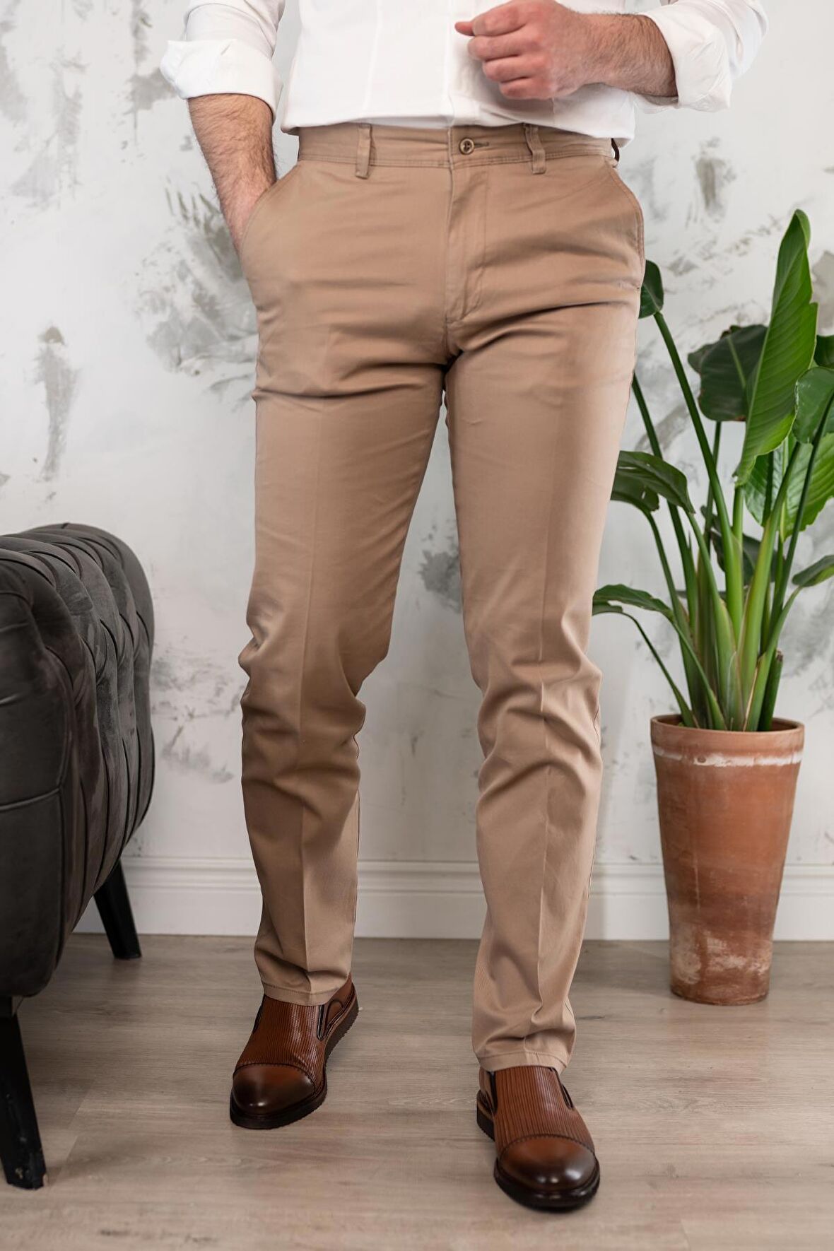 NOTRA KLASİK KESİM ERKEK GABARDİN YAZLIK PANTOLON 