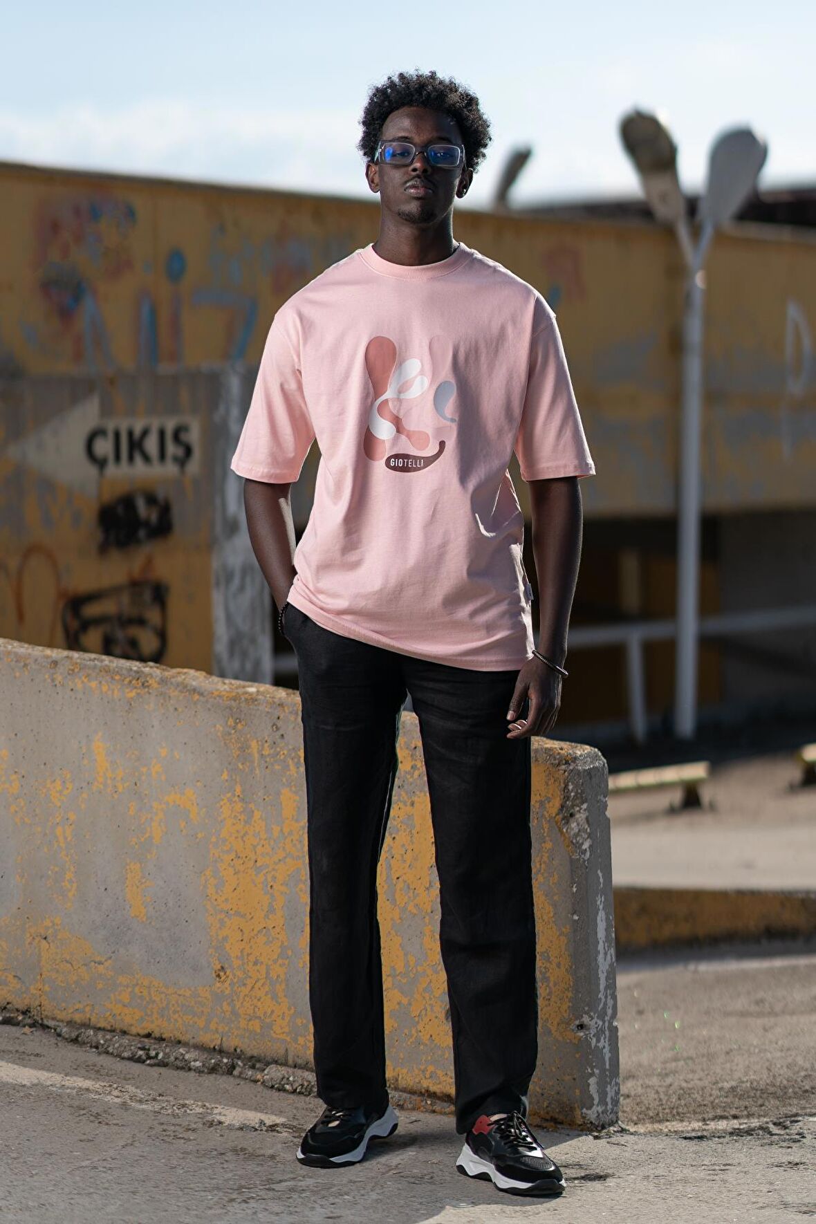 Bisiklet Yaka %100 Pamuklu Önü Baskılı Oversize (Geniş Model) T-shirt