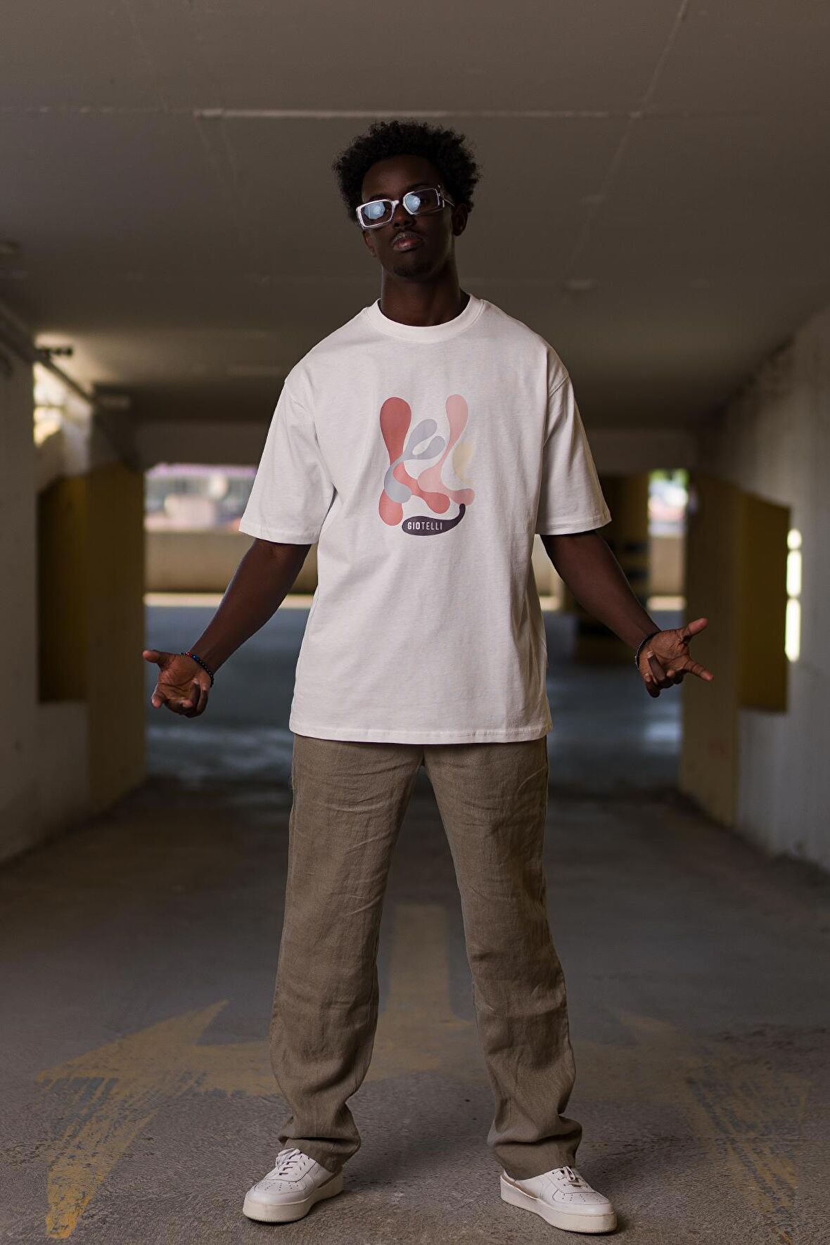 Bisiklet Yaka %100 Pamuklu Önü Baskılı Oversize (Geniş Model) T-shirt