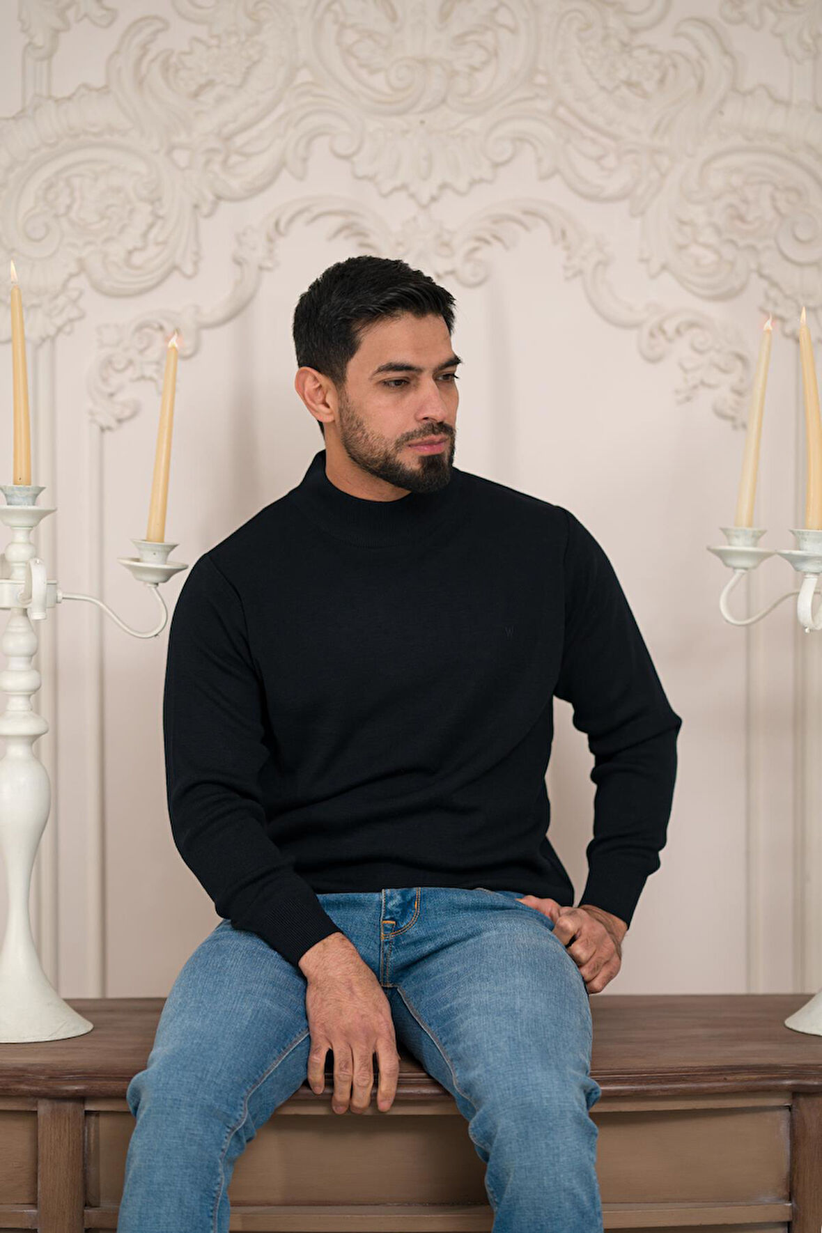 Woolen World Balıkçı Yaka Kalın Yünlü Erkek Triko Kazak  