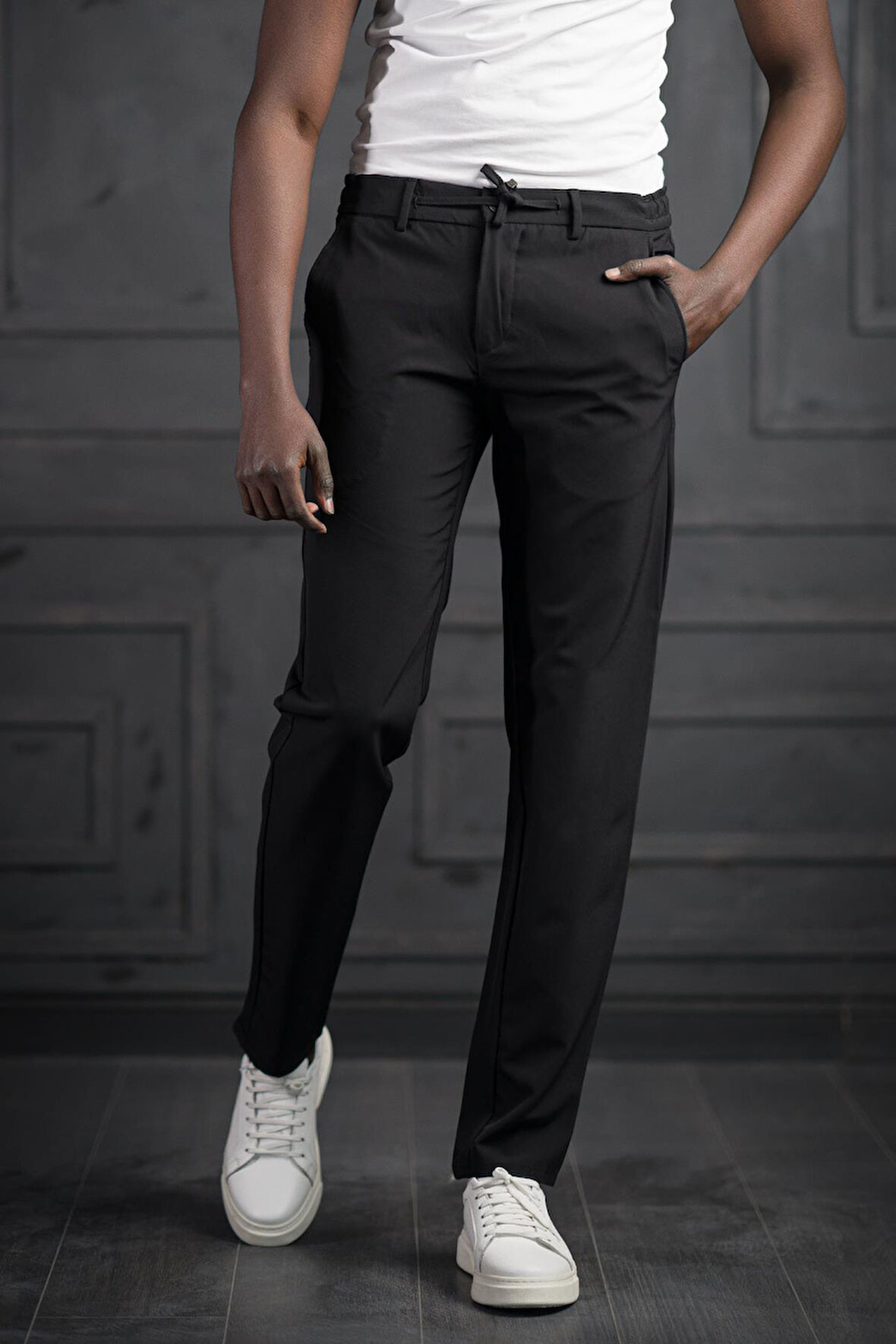 Beli Lastikli Ve İplikli Likralı Slimfit Yazlık Kumaş Jogger Pantolon 