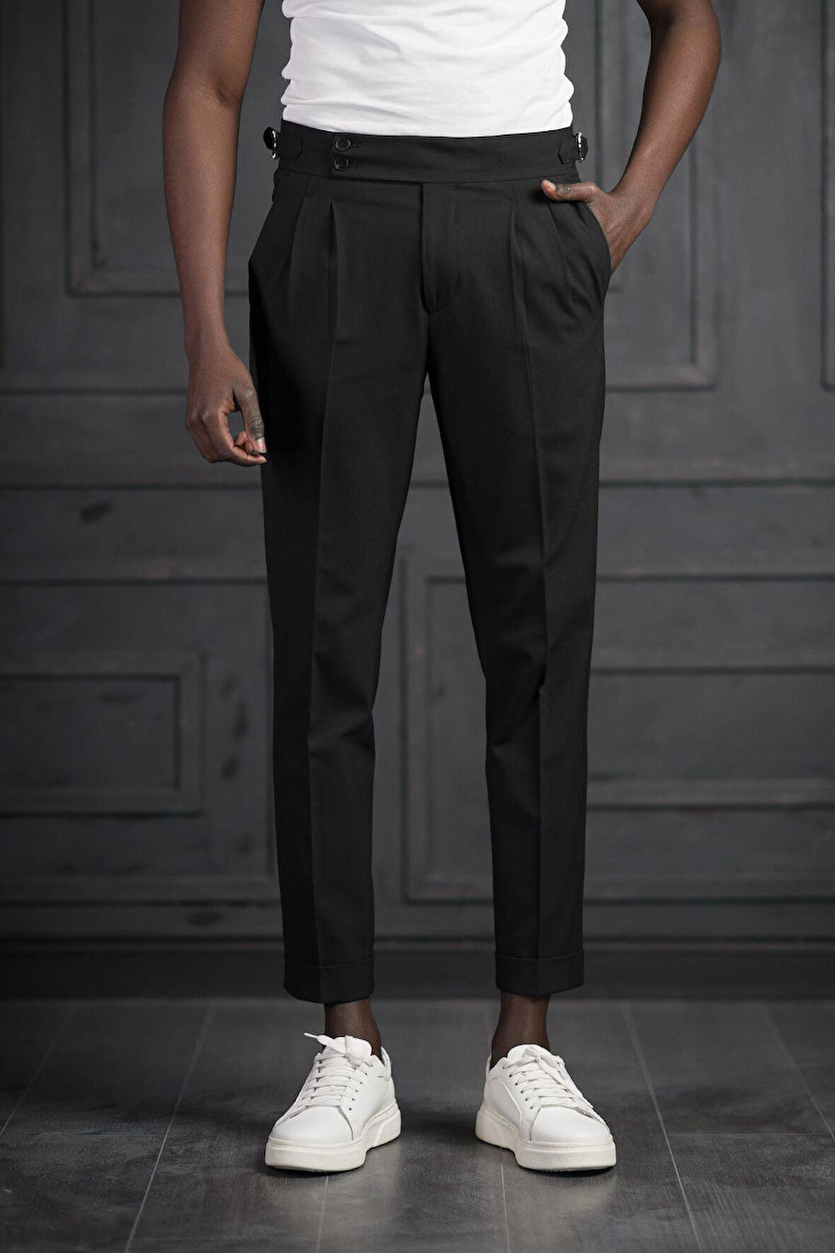 Perpant Slimfit Çift Pileli Kemer Tokalı Yazlık Kumaş Pantolon