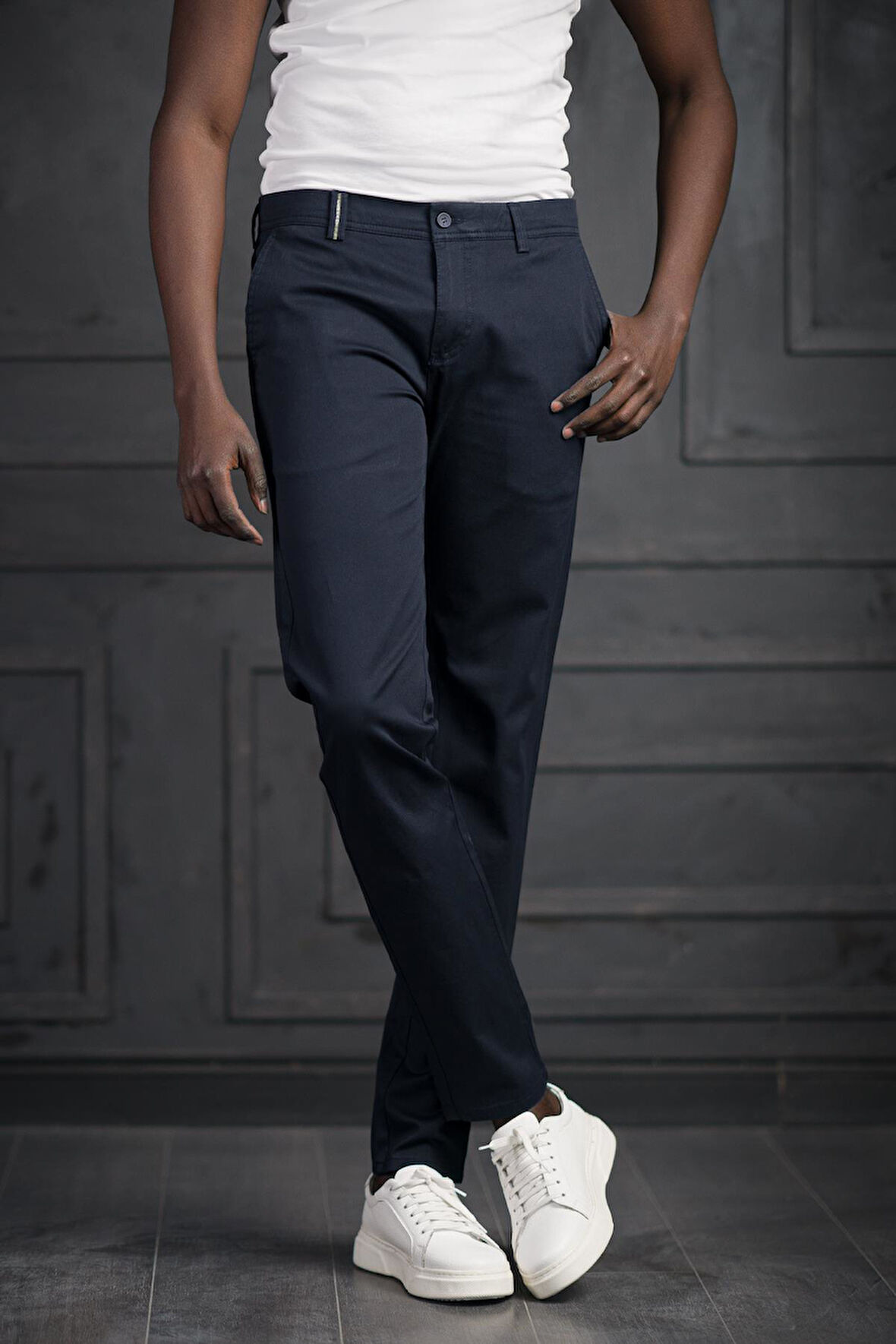 Slimfit Küçük Armürlü Yazlık Pamuklu Gabardin  Pantolon 