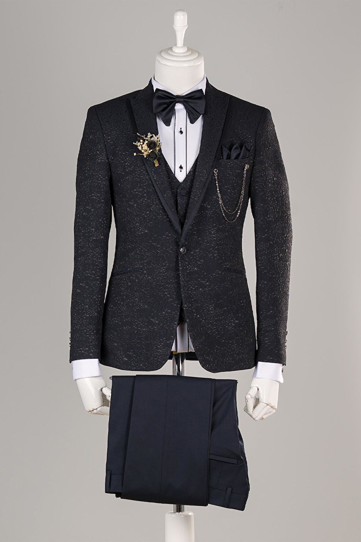 Torres Damla Desenli Kırlangıç Yaka Regular Fit Tek Düğmeli Smokin Takım Elbise