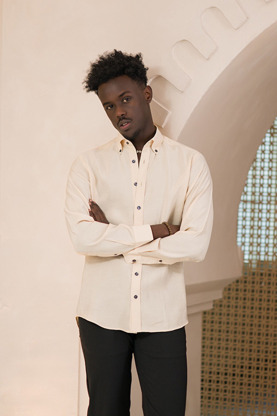 Dorss Yaka Düğmeli Yazlık İnce Tiril Tiril  %100 Modal Slimfit Gömlek