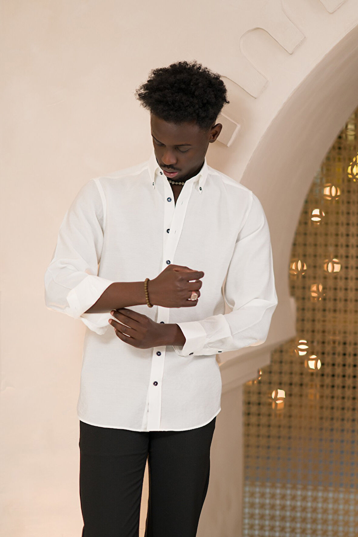 Dorss Yaka Düğmeli Yazlık İnce Tiril Tiril  %100 Modal Slimfit Gömlek