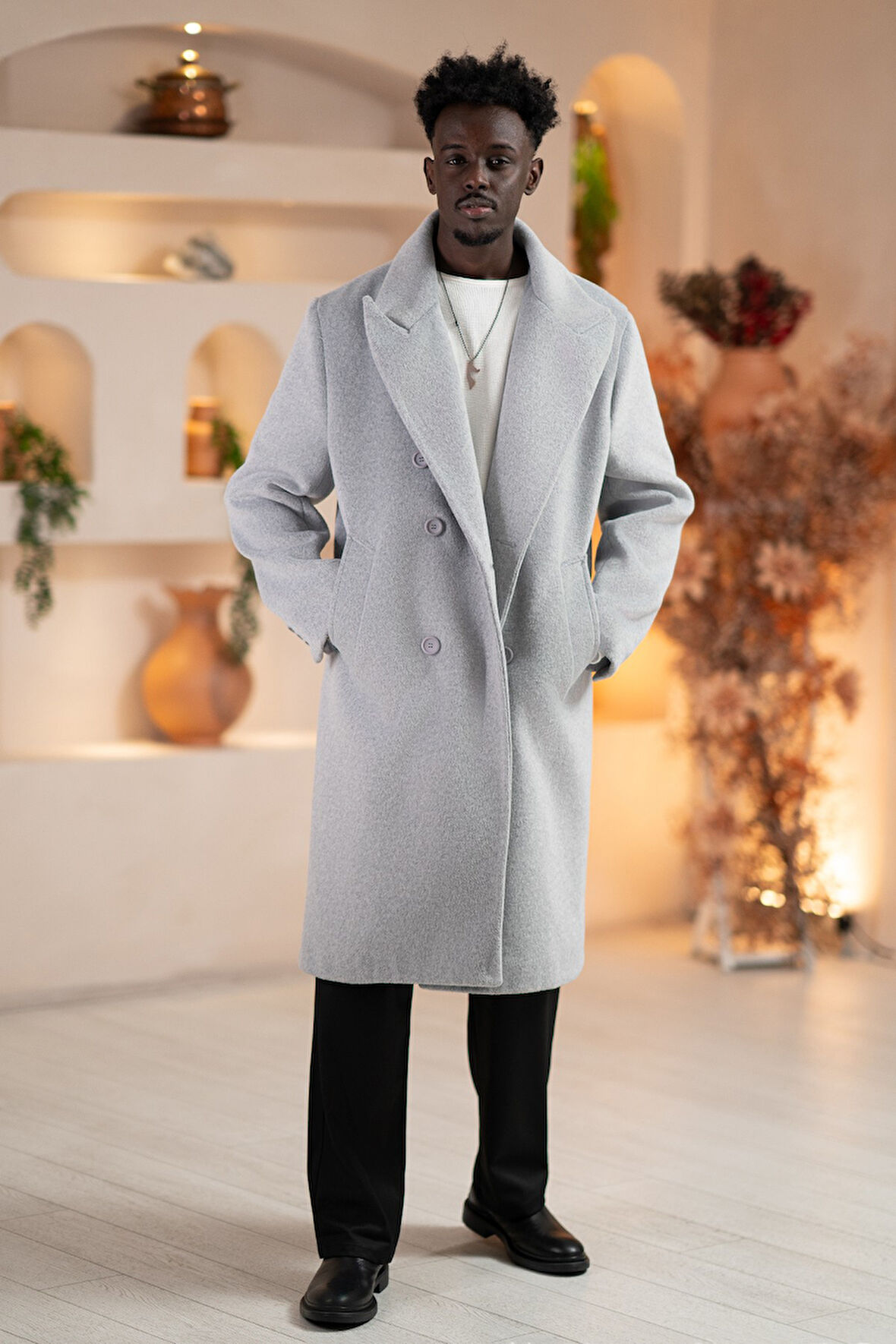 İtalyan Geniş Yaka Oversize (Bol Kesim) Salaş Uzun Kaban