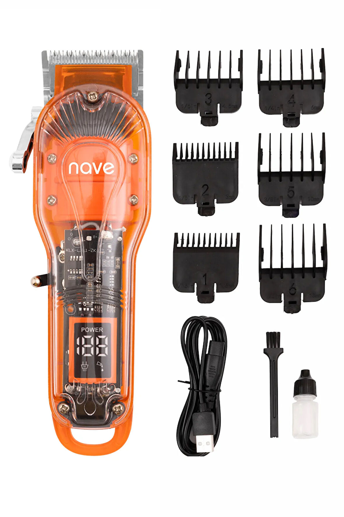 Nave Bq-01 Kablosuz Profesyonel Tıraş Makinesi | T-bıçaklı, Lcd Ekranlı, Usb Şarjlı, 6 Taraklı