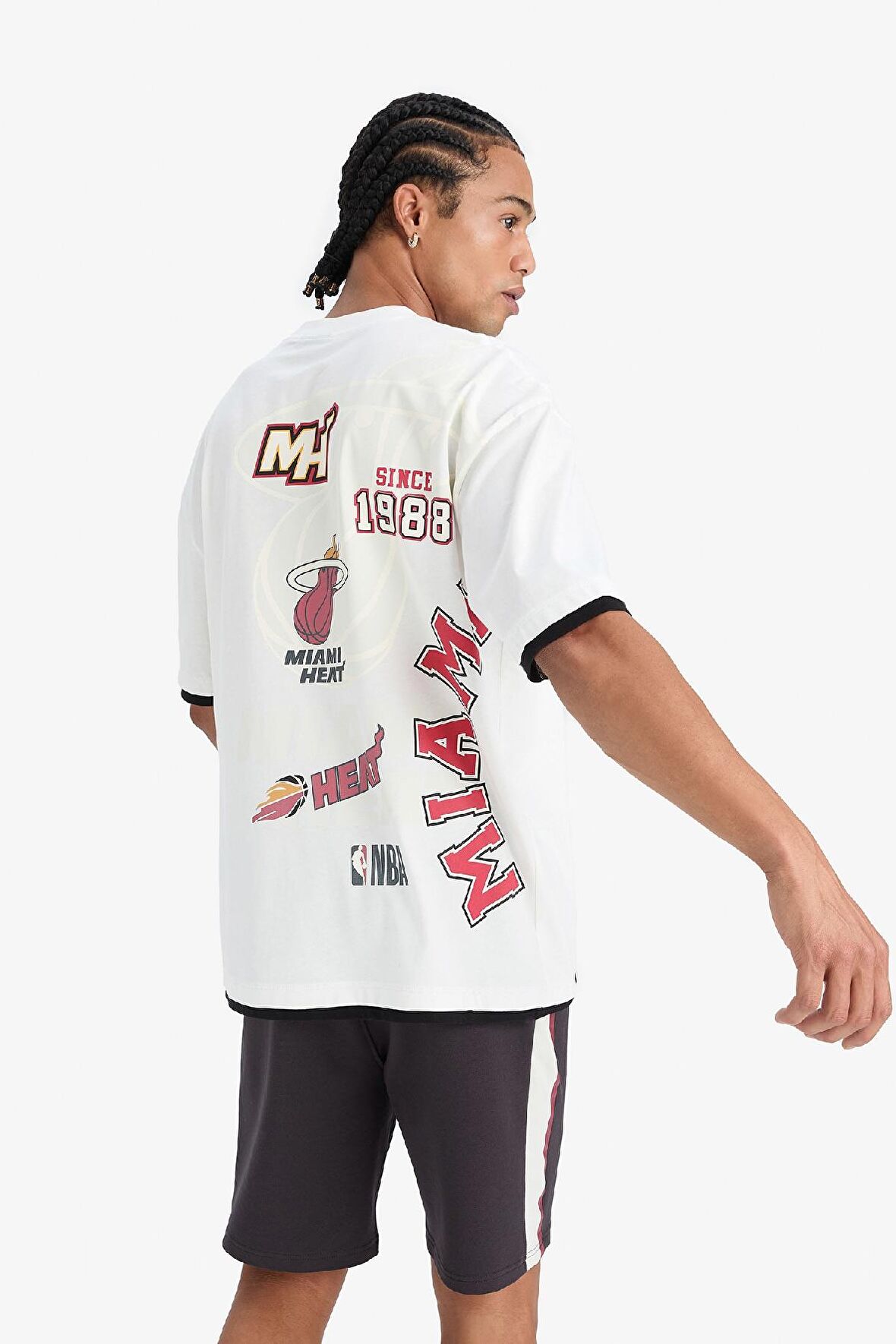 DeFactoFit NBA Miami Heat Oversize Geniş Kalıp Bisiklet Yaka Sırt Baskılı Kısa Kollu Tişört D9866AX25SPER105