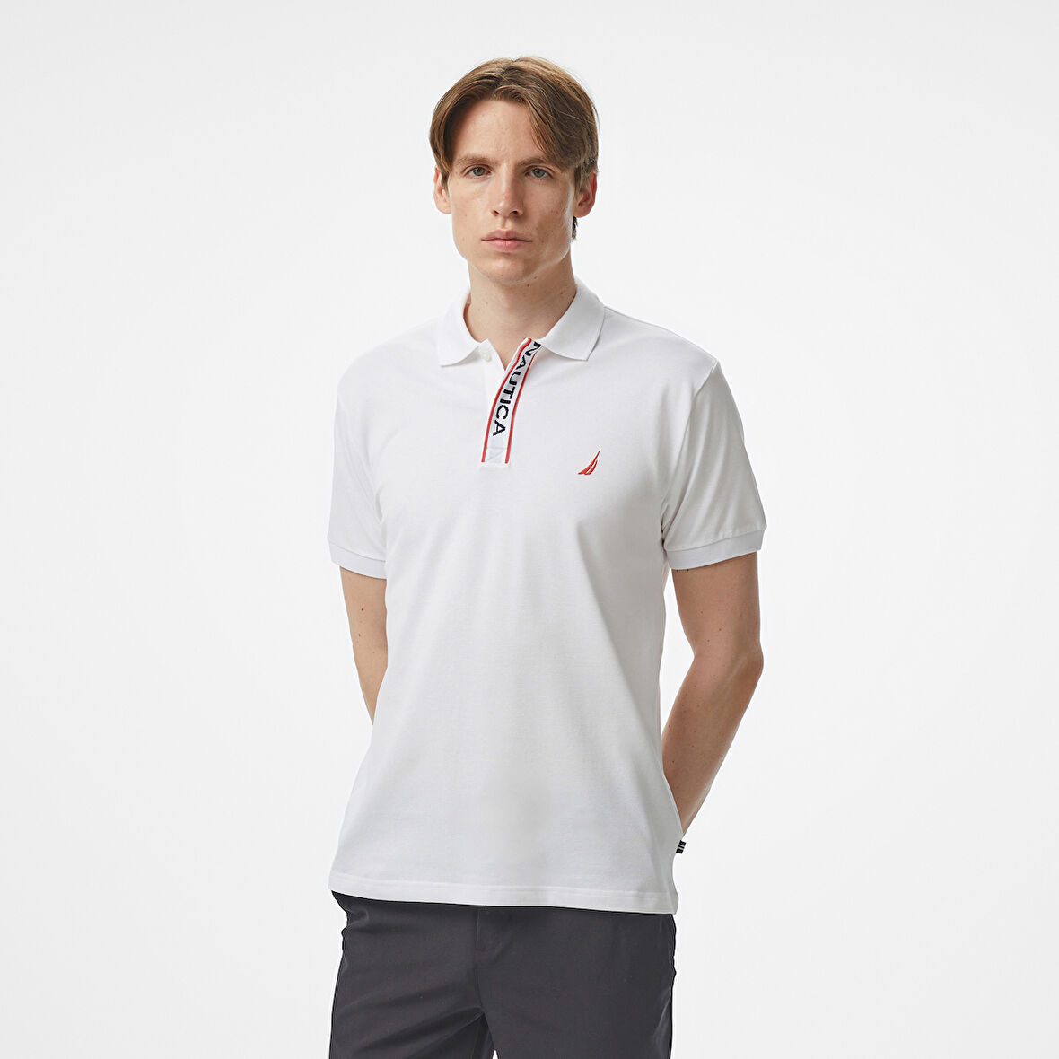 Nautica Erkek Beyaz Classic Fit Polo Yaka T-Shirt