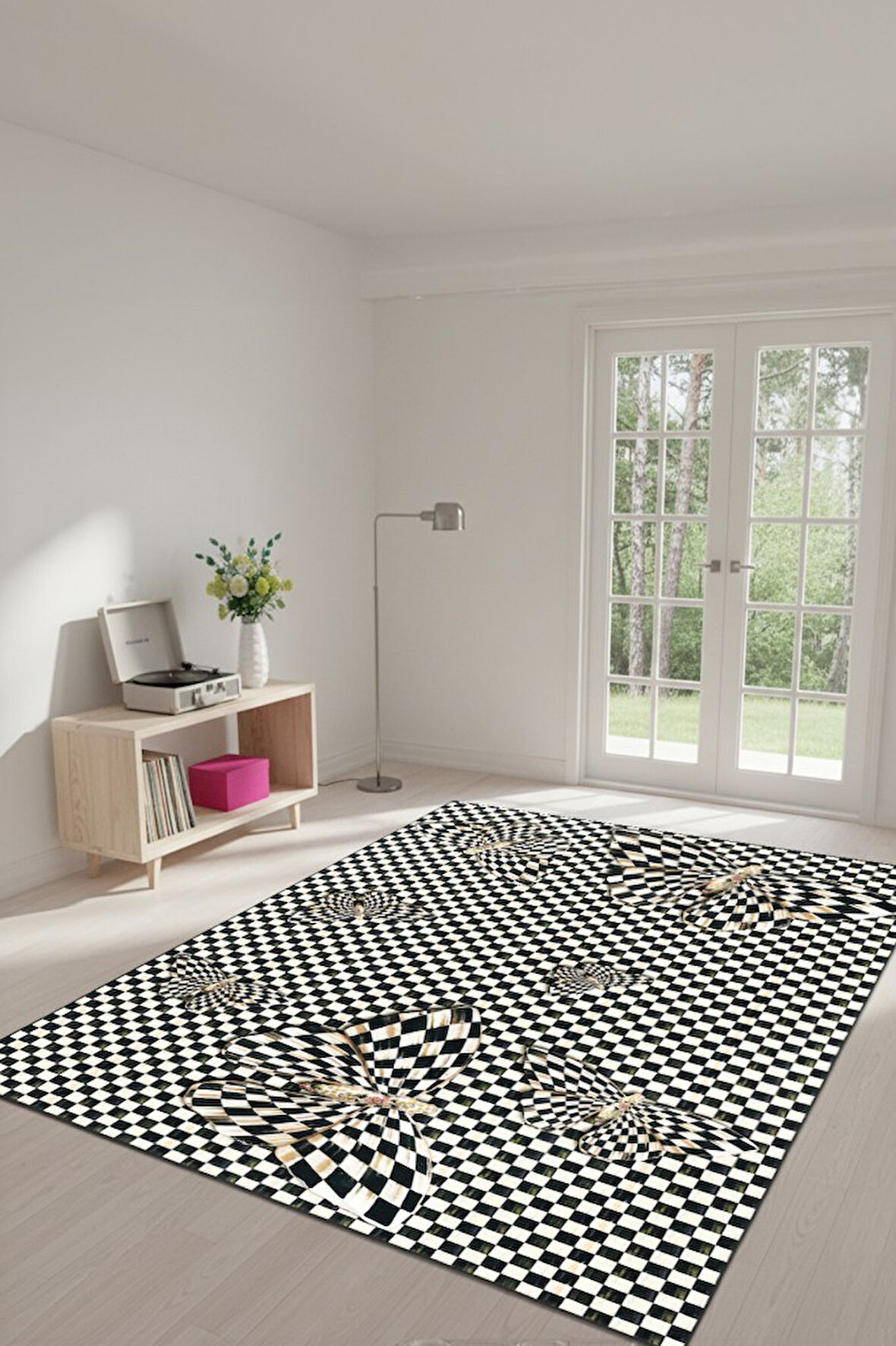 Desenlerin İçinde Kaybolan Güzellik: Optik İllüzyon Halısı Kaymaz Taban