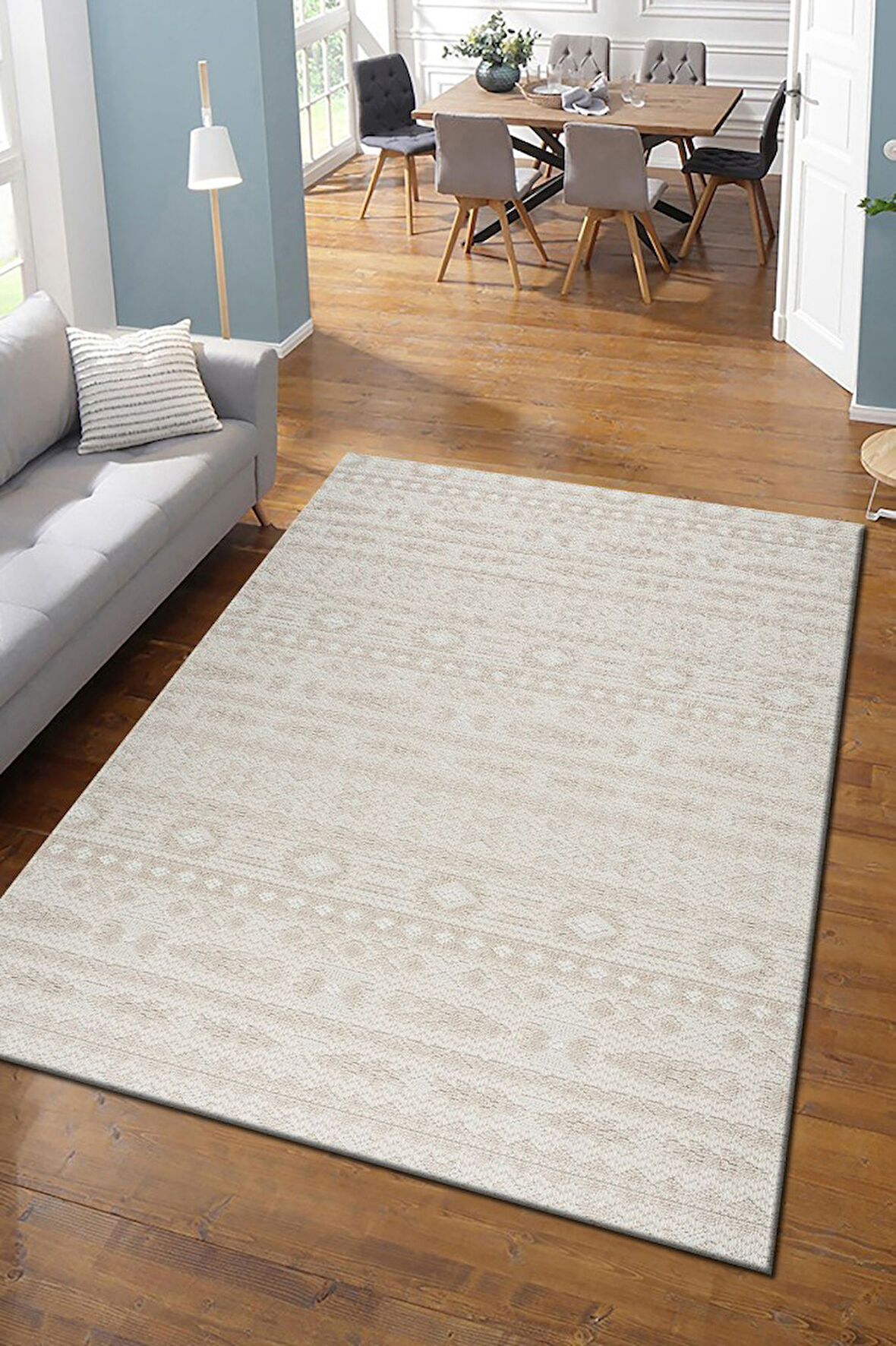 Modern Tasarımlı Jüt Dokuma Loop Sisal Bej Renk Halı