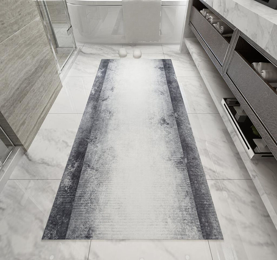 Çizgili Bordür desenli Kahverengi Renkli Kaymaz Taban yıkanabilir Dijital Baskı Halı