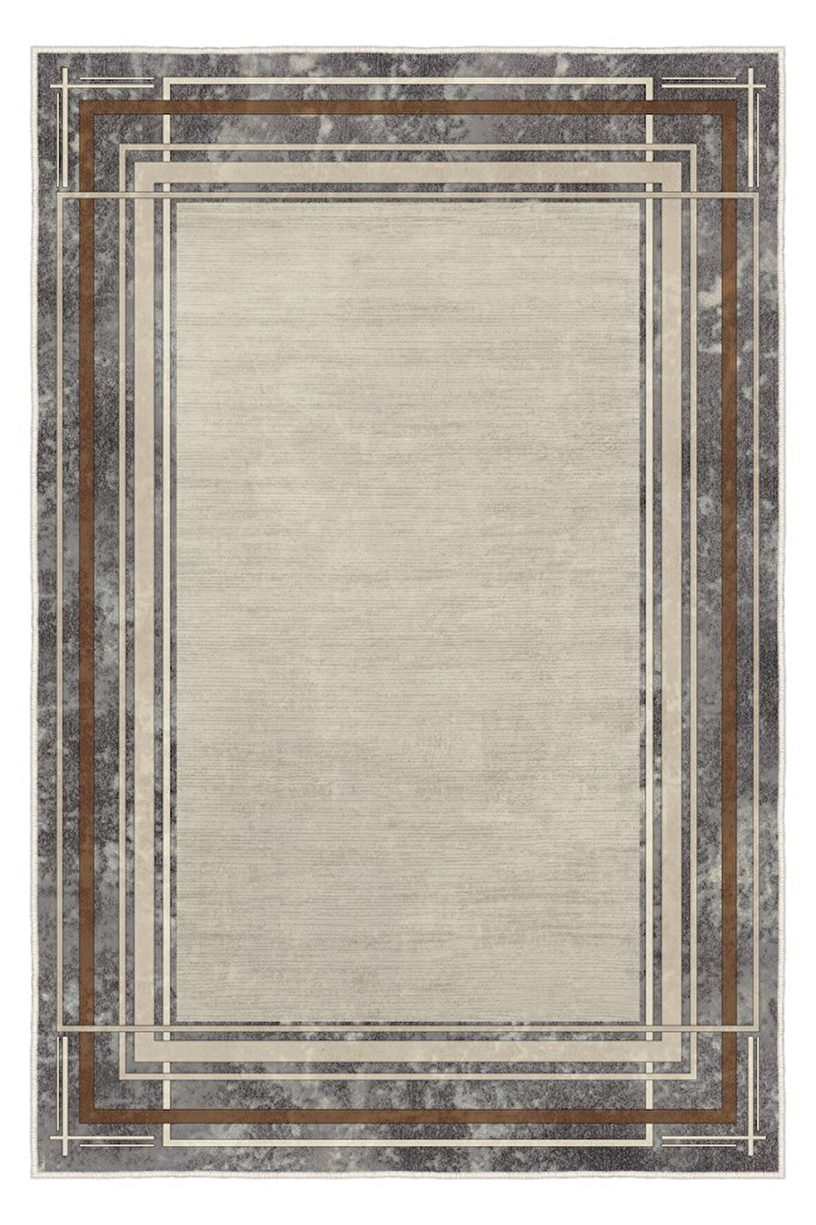 Modern Mimarlığın Zemindeki Yansıması Mermer Dokulu Çerçeveli Kaymaz Taban Halı