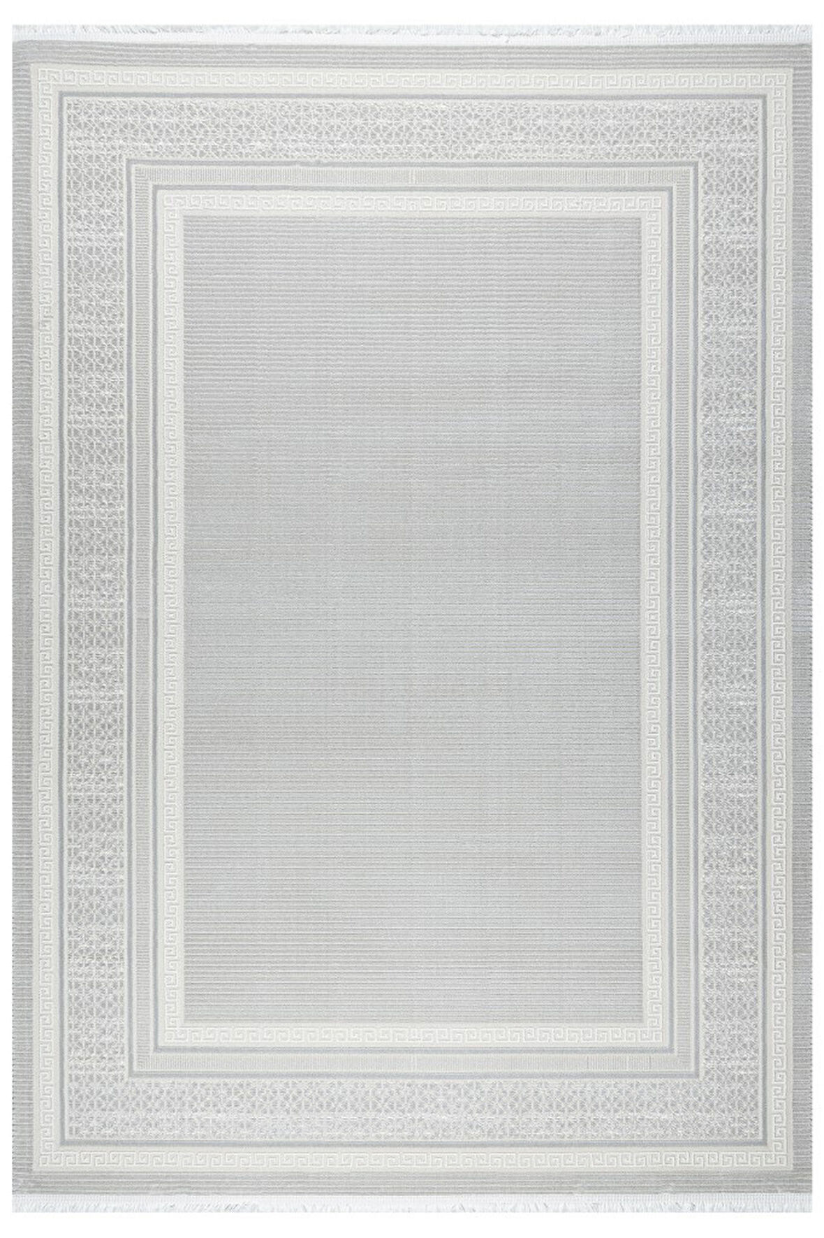 Meander Desenli Pamuk Tabanlı Salon - Oturma Odası  Gri Renk Halı