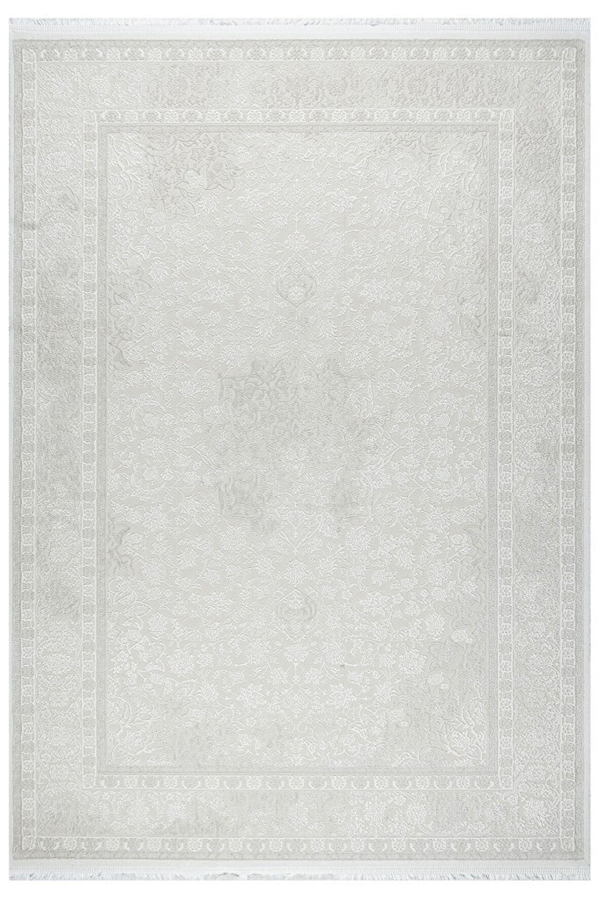 Klasik Medalyon Tasarımlı Pamuk Tabanlı Salon - Oturma Odası  Krem Renk Halı