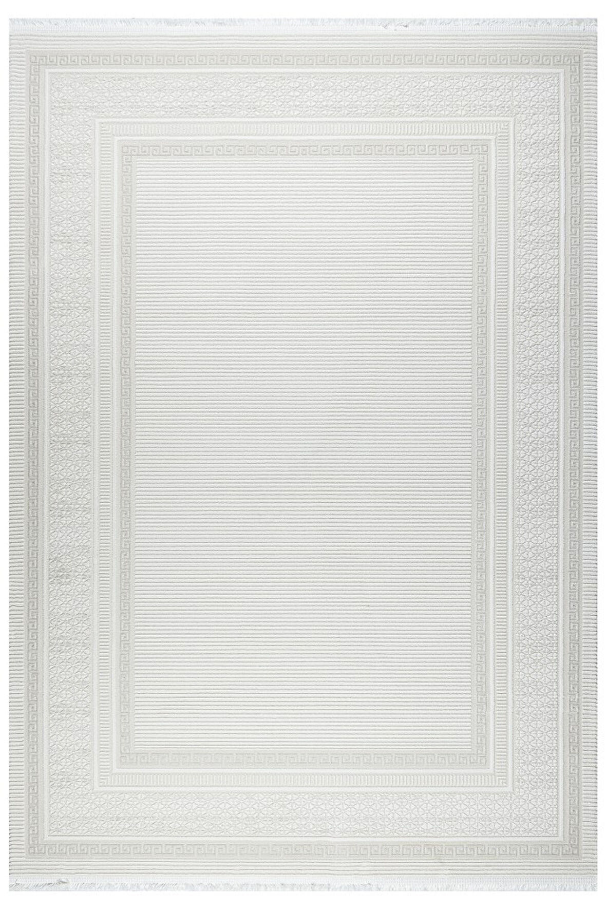 Meander Desenli Pamuk Tabanlı Salon - Oturma Odası  Krem  Renk Halı