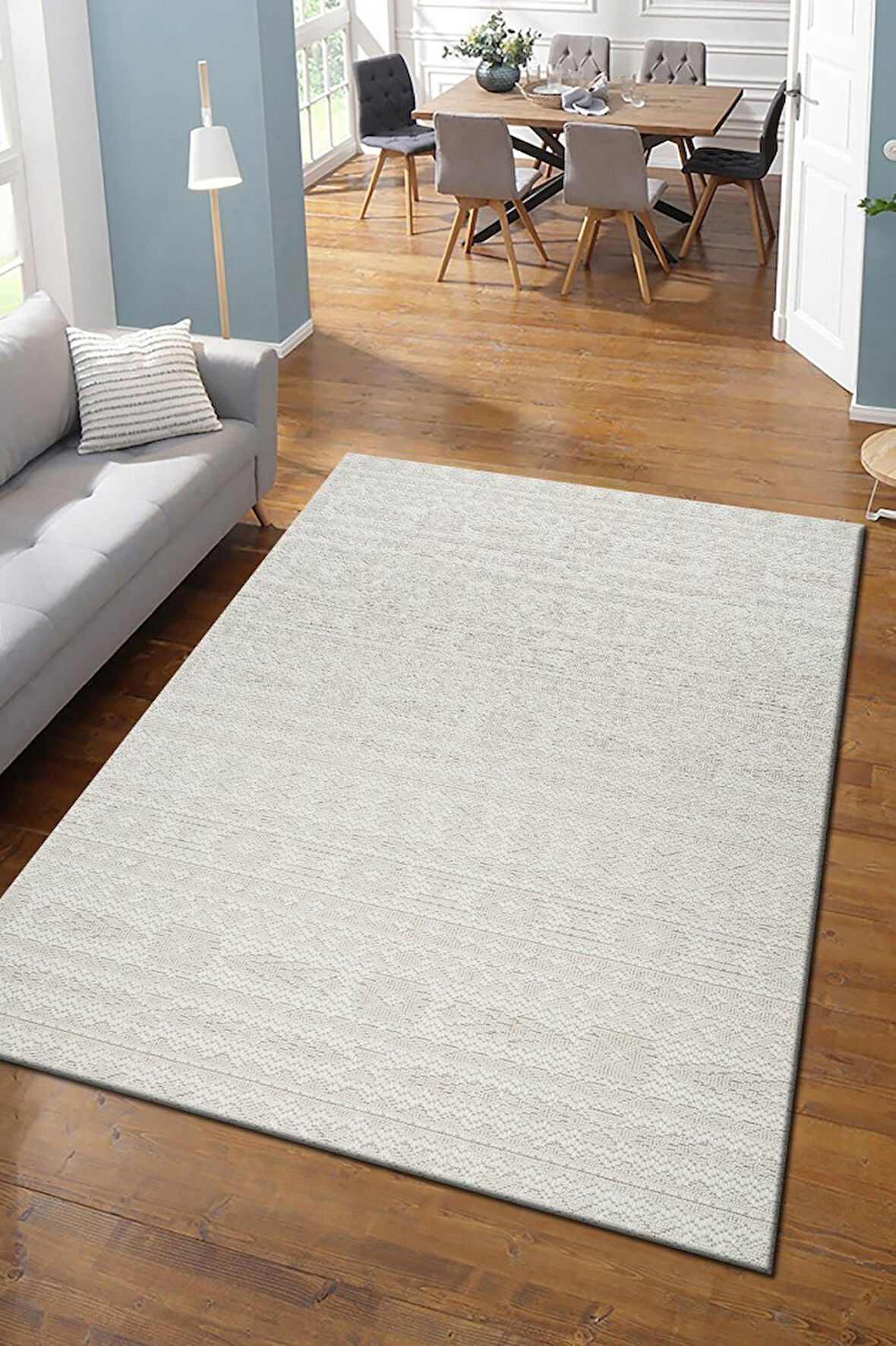 Modern Tasarımlı Jüt Dokuma Loop Sisal Krem Renk Halı