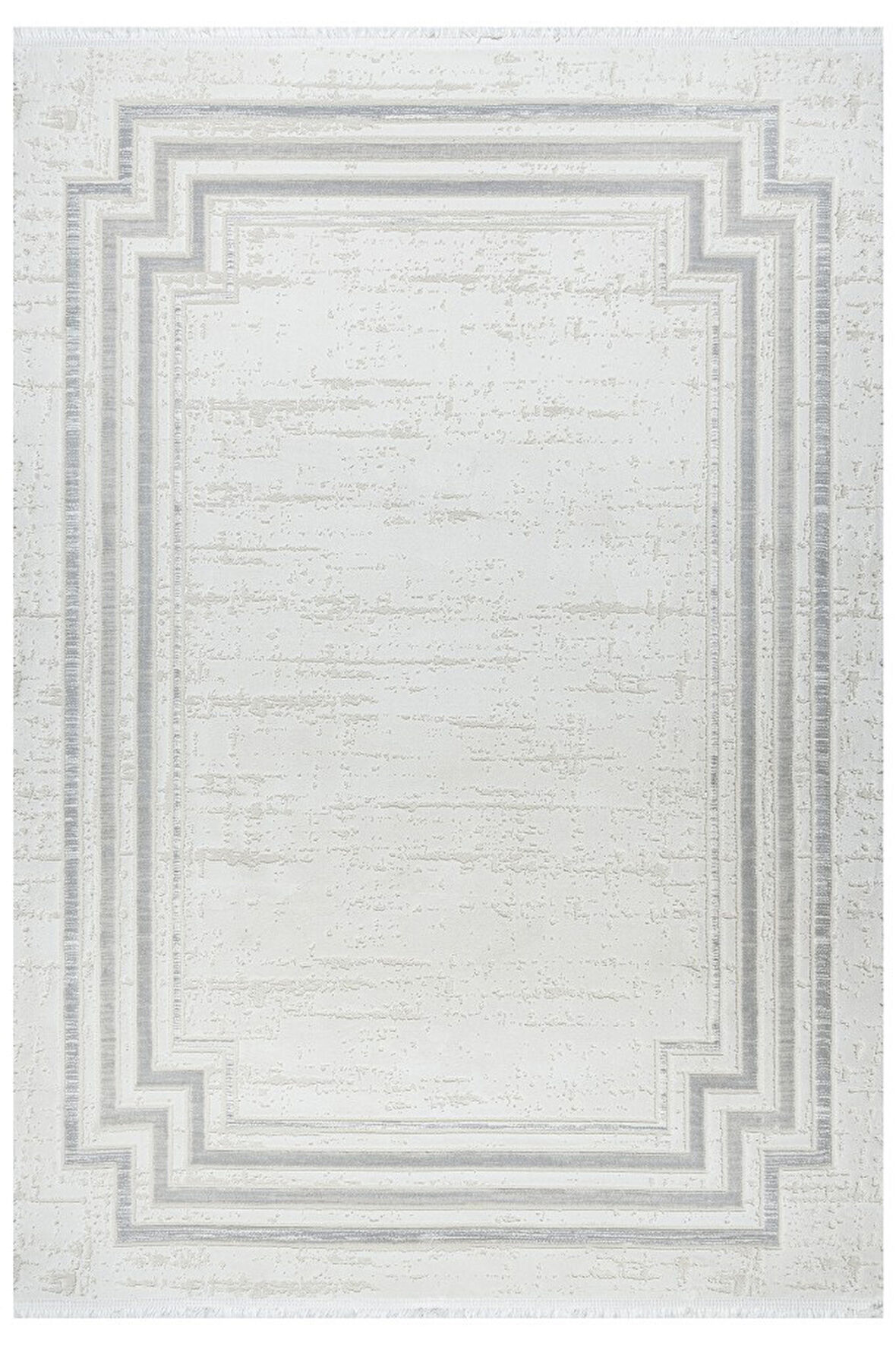 Modern Bordür Desenli Pamuk Tabanlı Salon - Oturma Odası  Gri Renk Halı