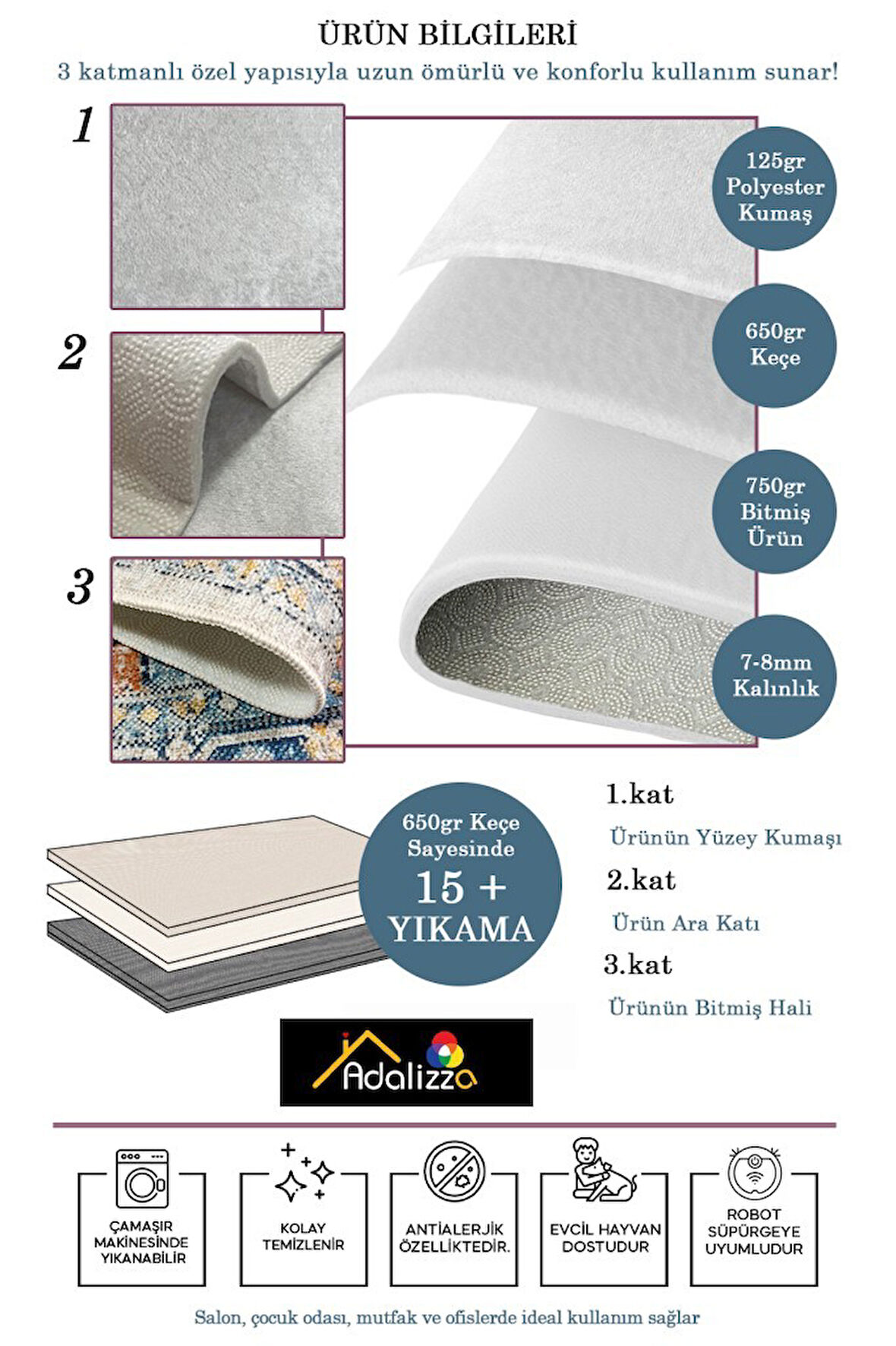 Modern Mimarlığın Zemindeki Yansıması Mermer Dokulu Çerçeveli Kaymaz Taban Halı