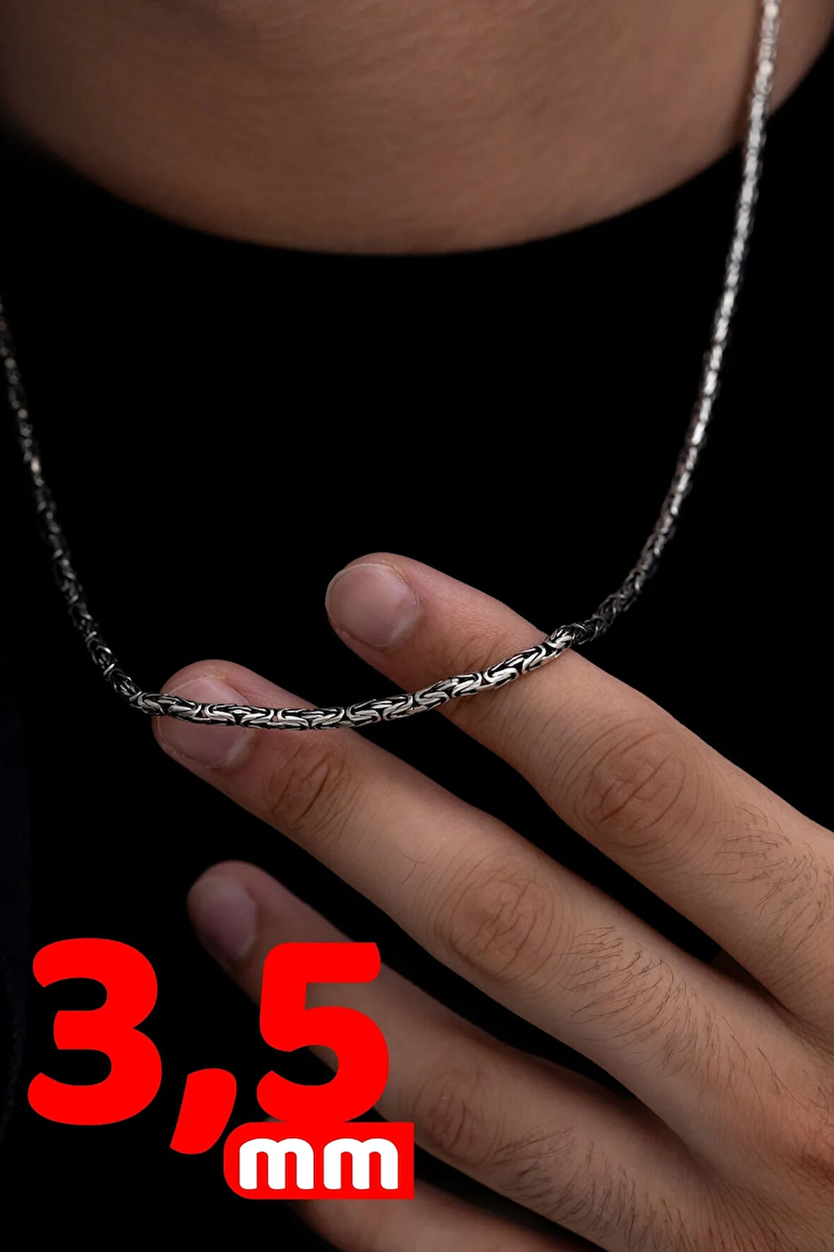 3.5mm Yuvarlak Kral Model 925 Ayar Erkek Gümüş Kolye Zincir 246266144