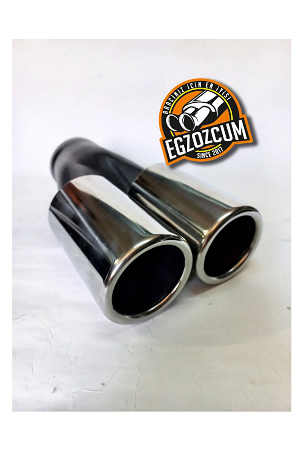 60 mm. krom düz eşit (dual) çift çıkışlı paslanmaz  egzoz eksoz ucu