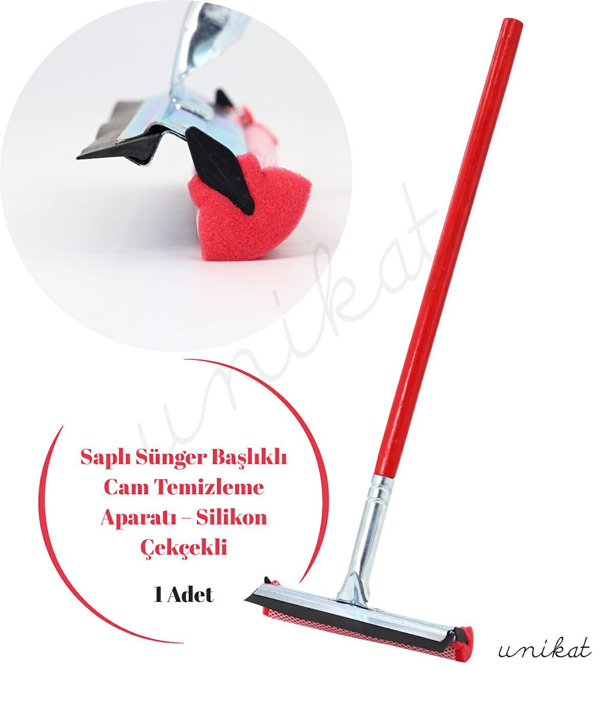 Teleskopik Saplı Cam Yıkama Temizleme Fırçası Sünger İle Silikon ÇekÇek