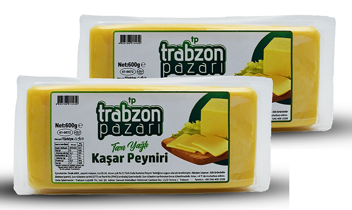 Trabzon Yöresel Taze Kaşar Peynir 2x600 Gr