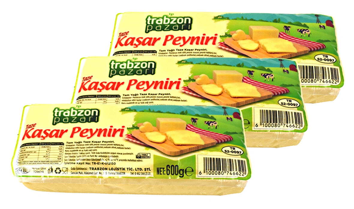 Trabzon Yöresel Taze Kaşar Peynir 3x600 Gr