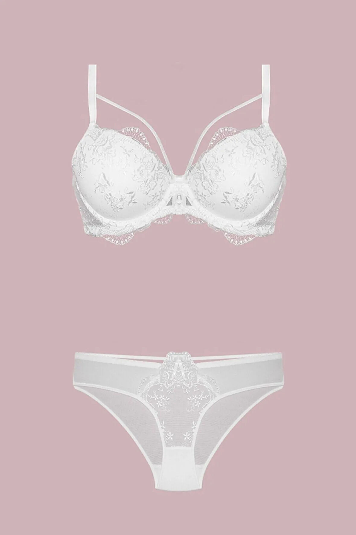 Kadın Kırmızı Balenli Destekli Sütyen Takım