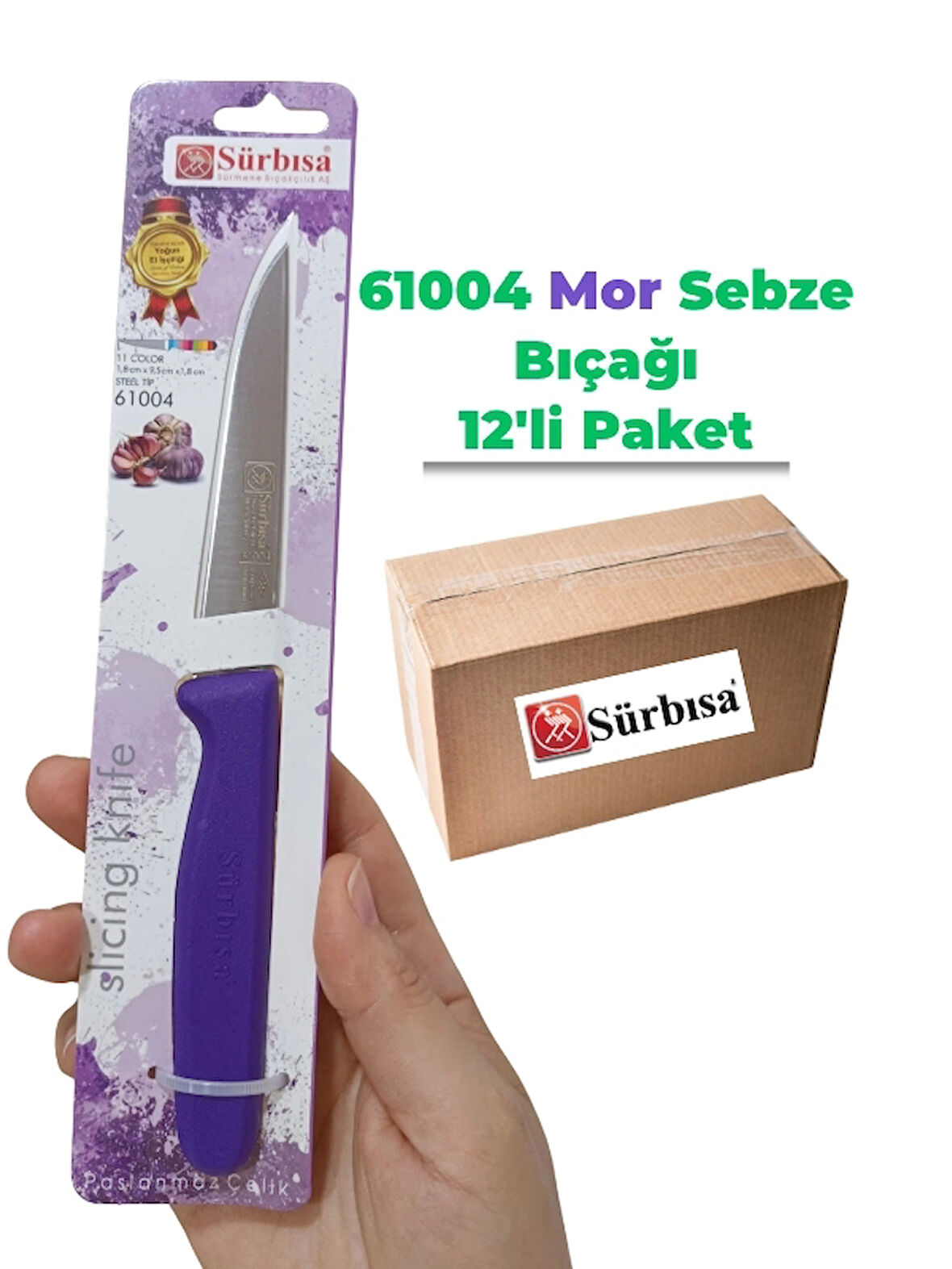 Sürbisa 61004 Sebze Bıçağı Mor 1 Koli (12 adet)