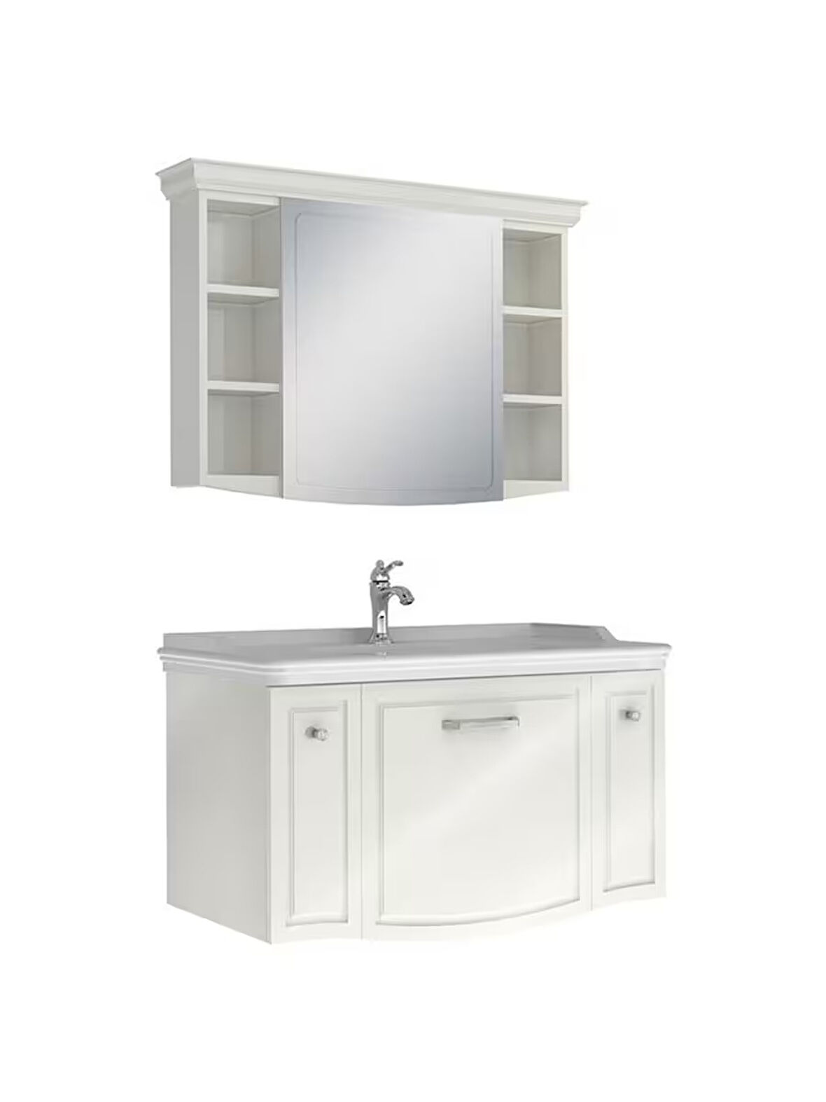 Kale Arte+ Banyo Dolabı Takımı 100 cm Parlak Beyaz (Krom Kulp)