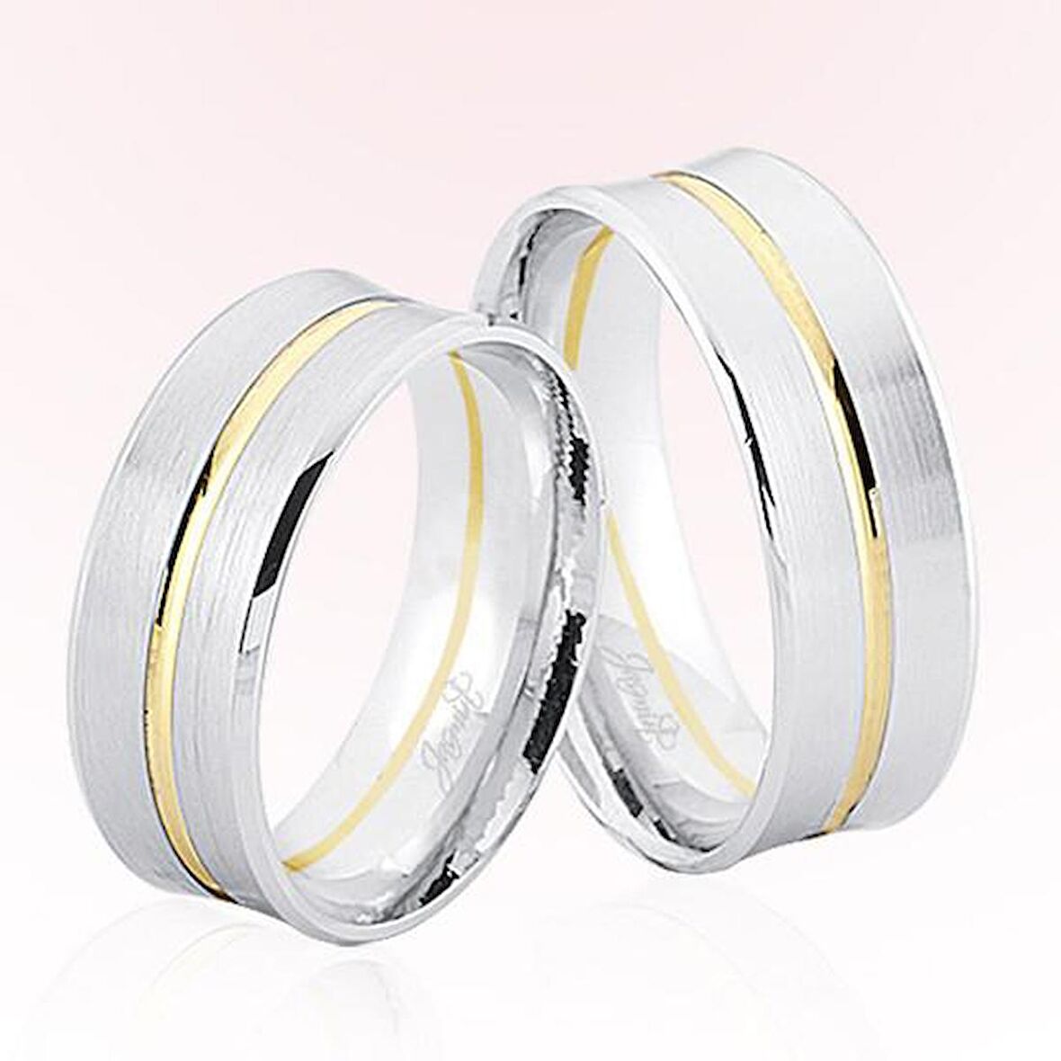 Beyaz Sarı Şeritli Altın Alyans 6102